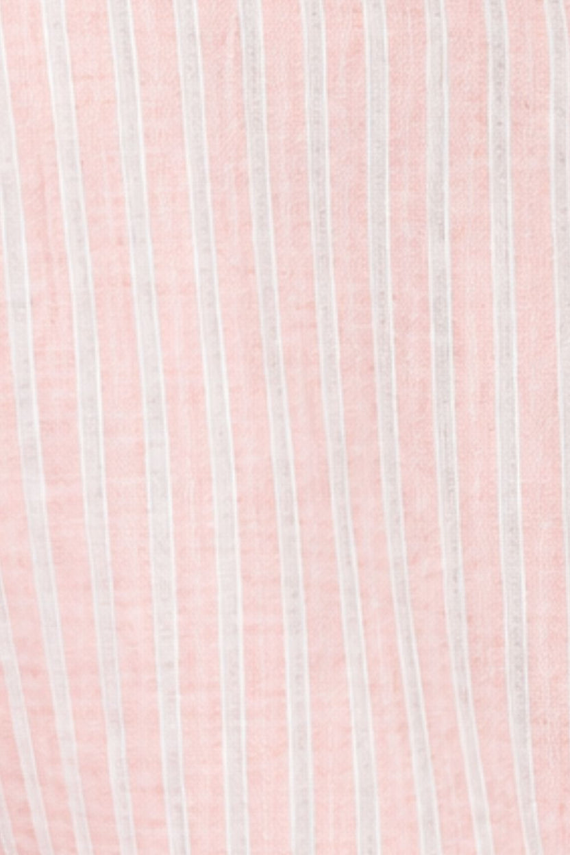 Mens Dusty Pink Striped Band Collar Shirt - Image 8