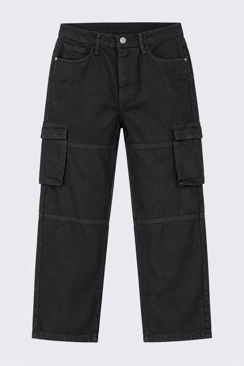 Mens Black Utility Pocket Cargo Jeans - Image 7