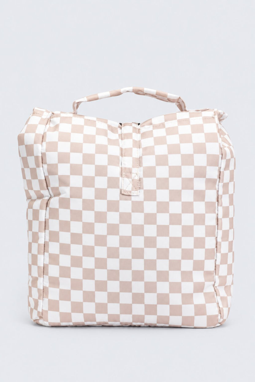 Womens Beige Checkered Storage Organizer Bag - Image 2