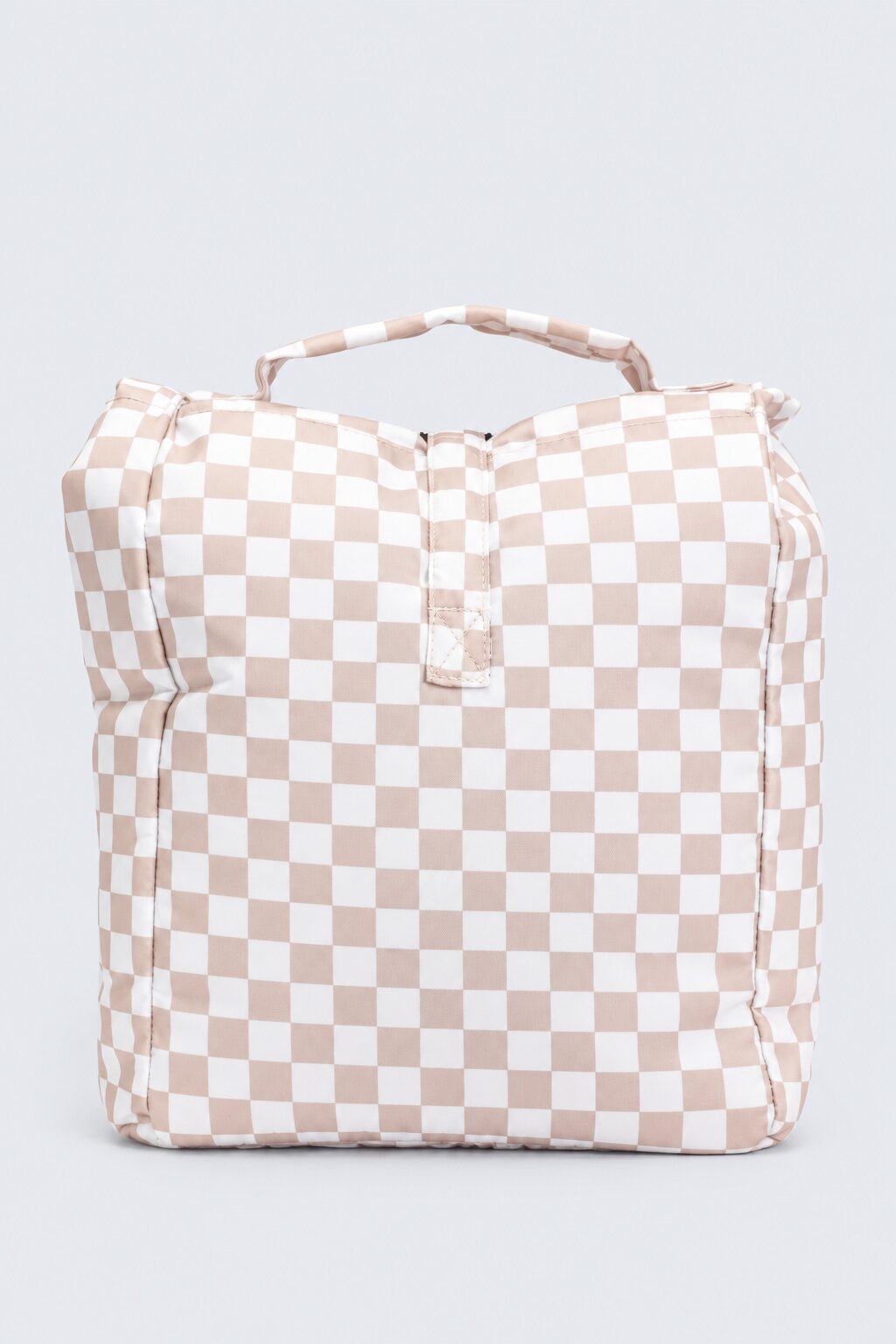 Womens Beige Checkered Storage Organizer Bag - Image 2