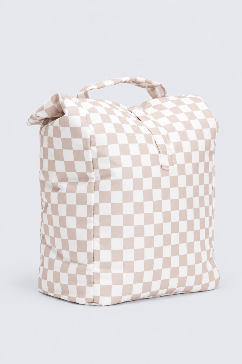 Womens Beige Checkered Storage Organizer Bag - Image 3