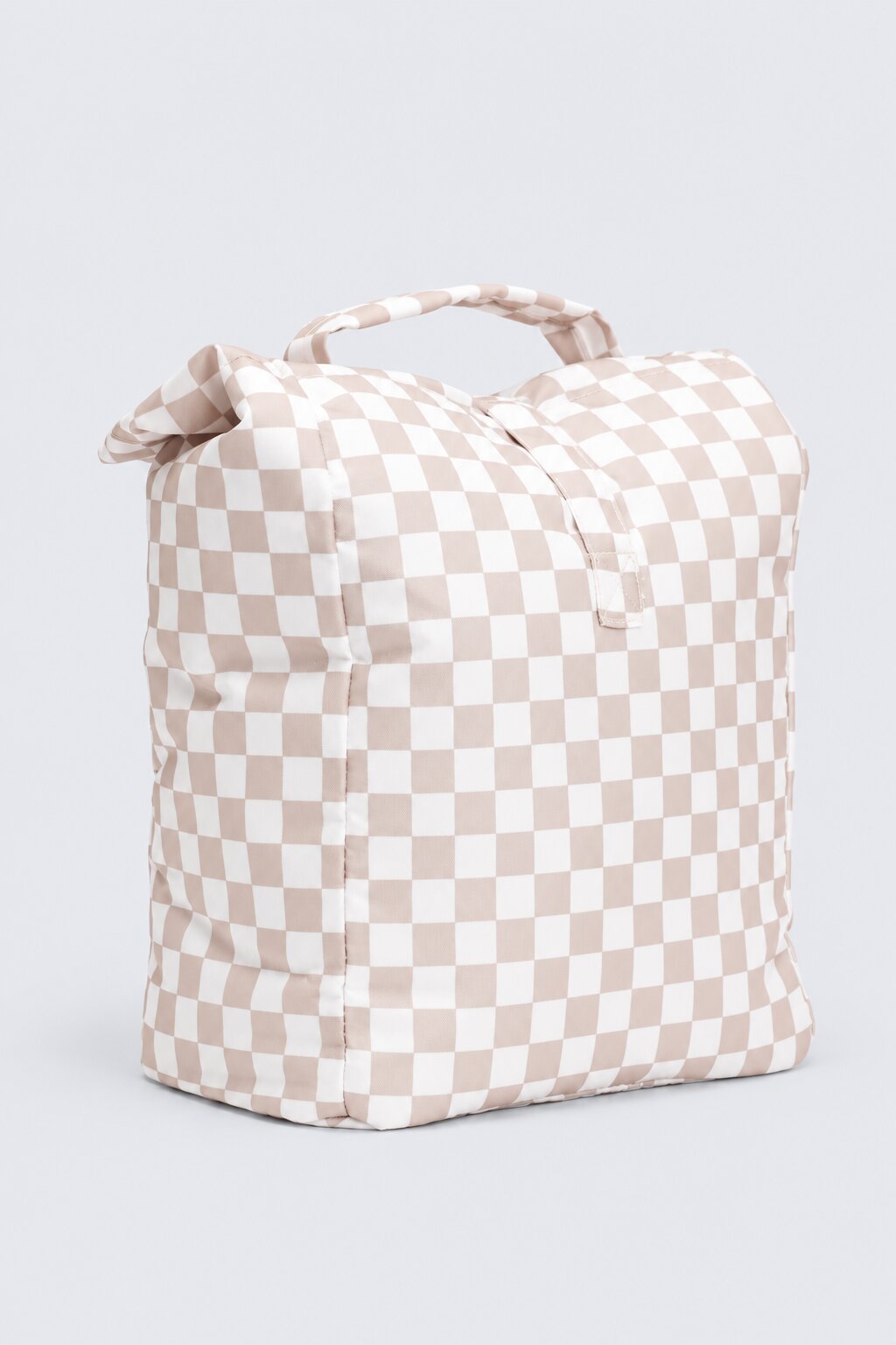 Womens Beige Checkered Storage Organizer Bag - Image 3