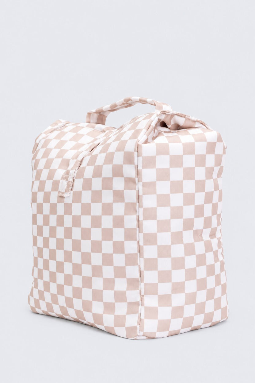Womens Beige Checkered Storage Organizer Bag - Image 4