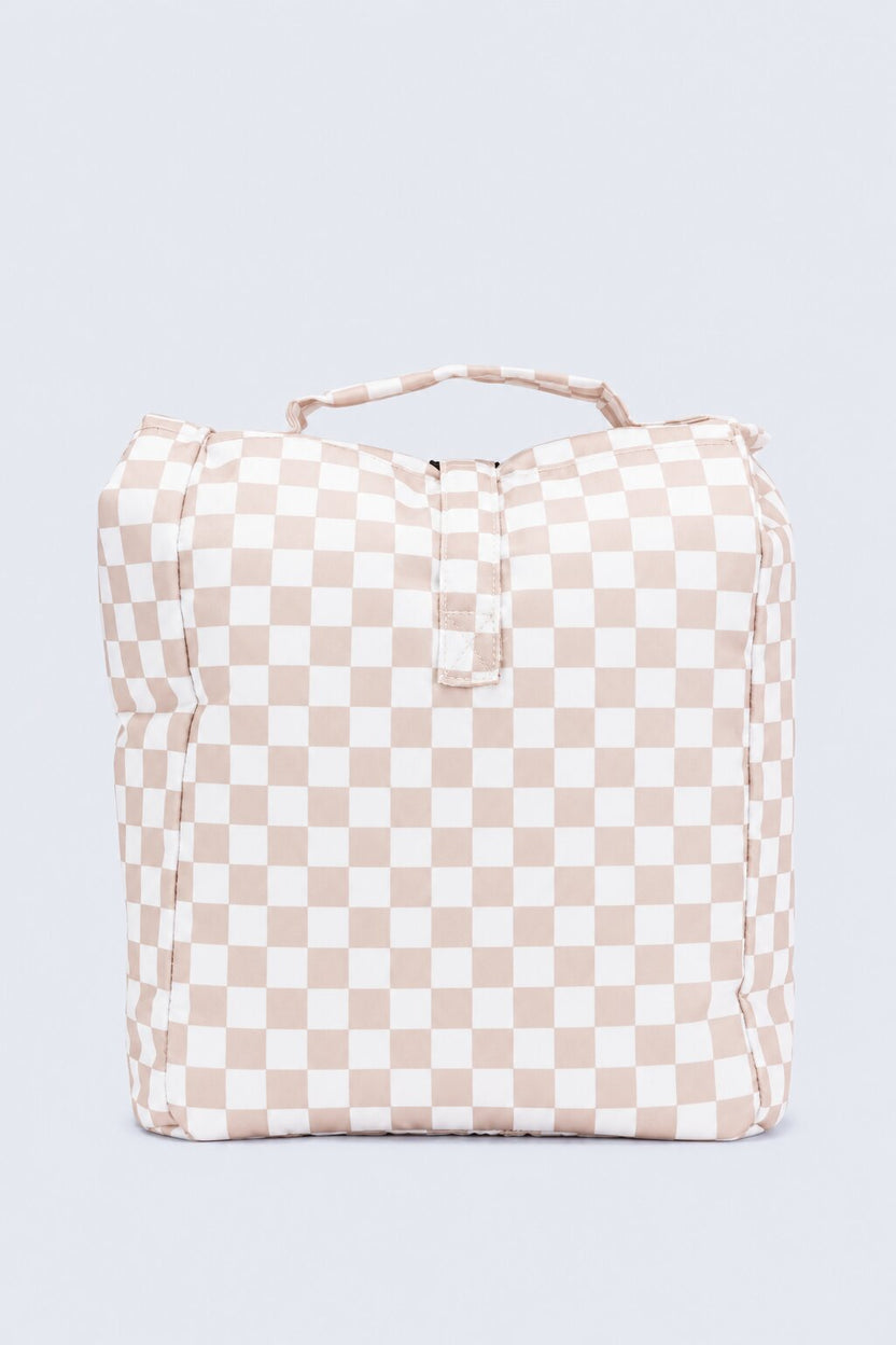 Womens Beige Checkered Storage Organizer Bag - Image 5