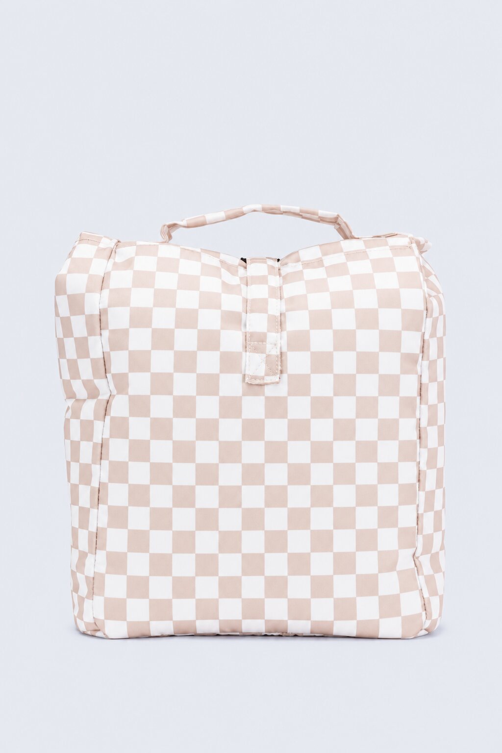Womens Beige Checkered Storage Organizer Bag - Image 5