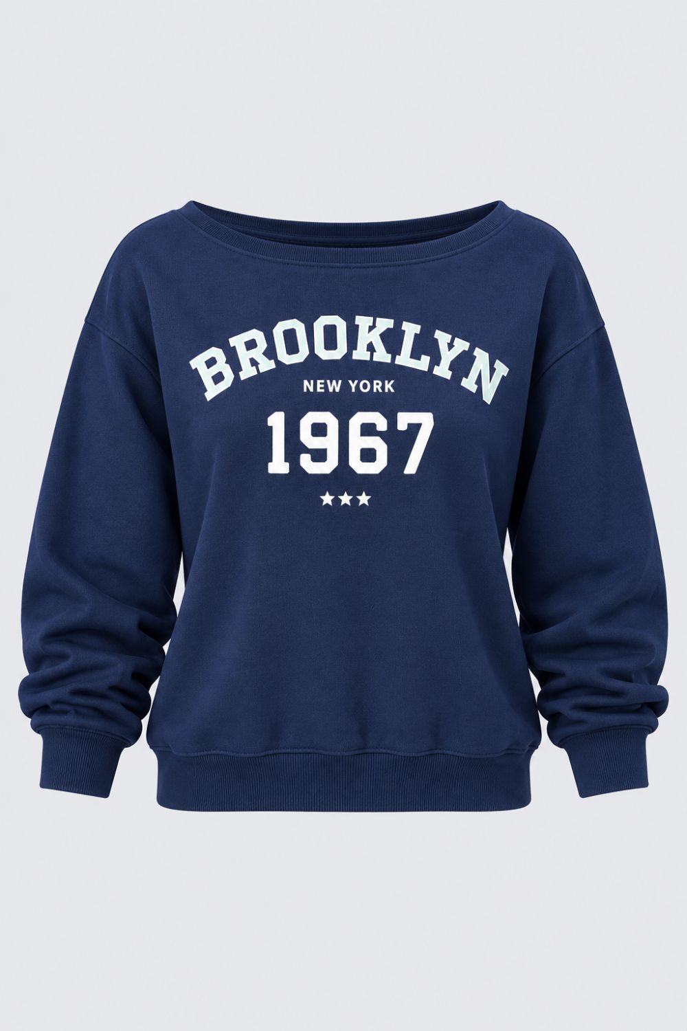 Womens Navy Drop Shoulder Sleeves Regular Fit Sweatshirt - Image 7