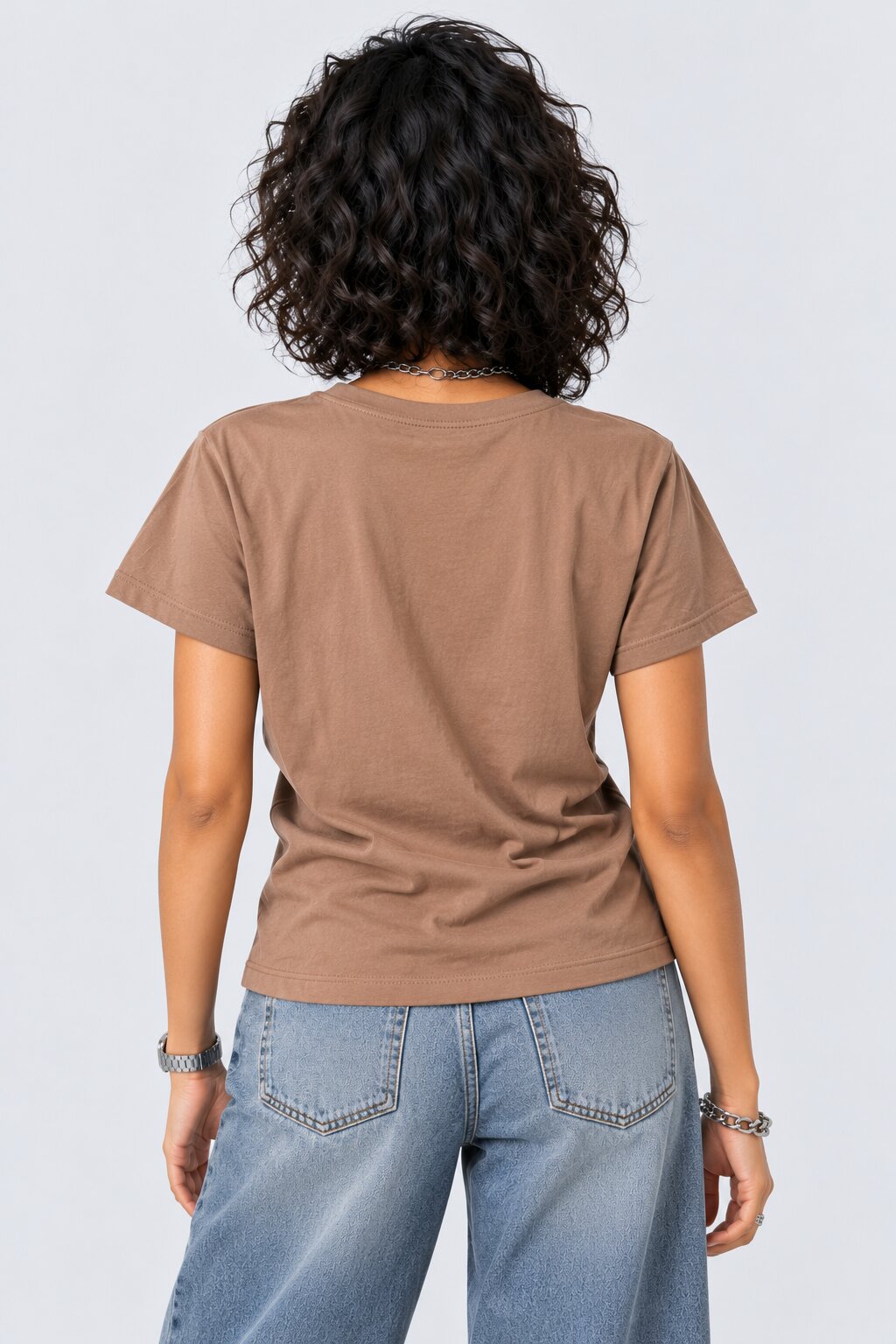 Womens Taupe Music Graphic Printed T-Shirt - Image 5