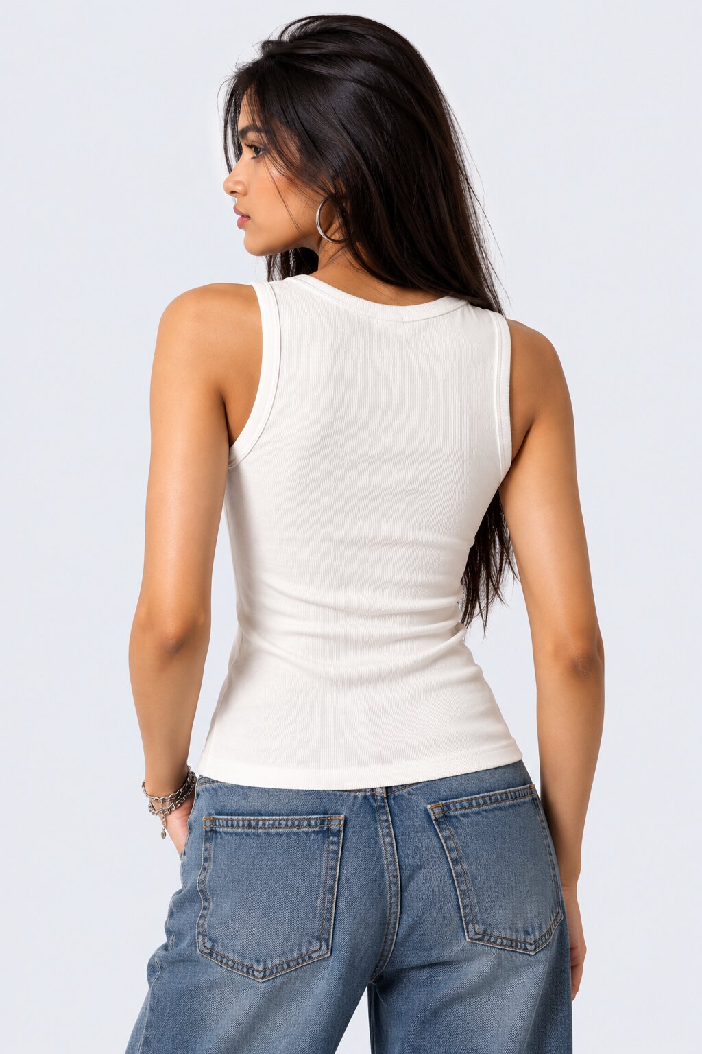 Womens White Arizona Graphic Ribbed Tank Top - Image 5