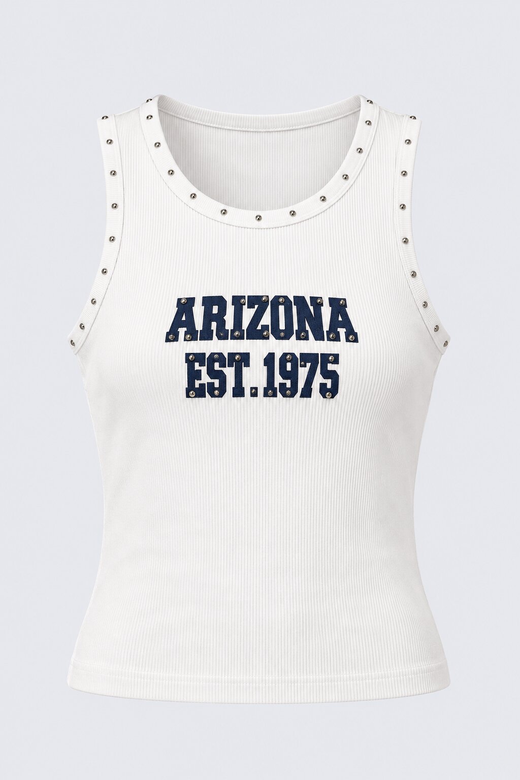 Womens White Arizona Graphic Ribbed Tank Top - Image 7