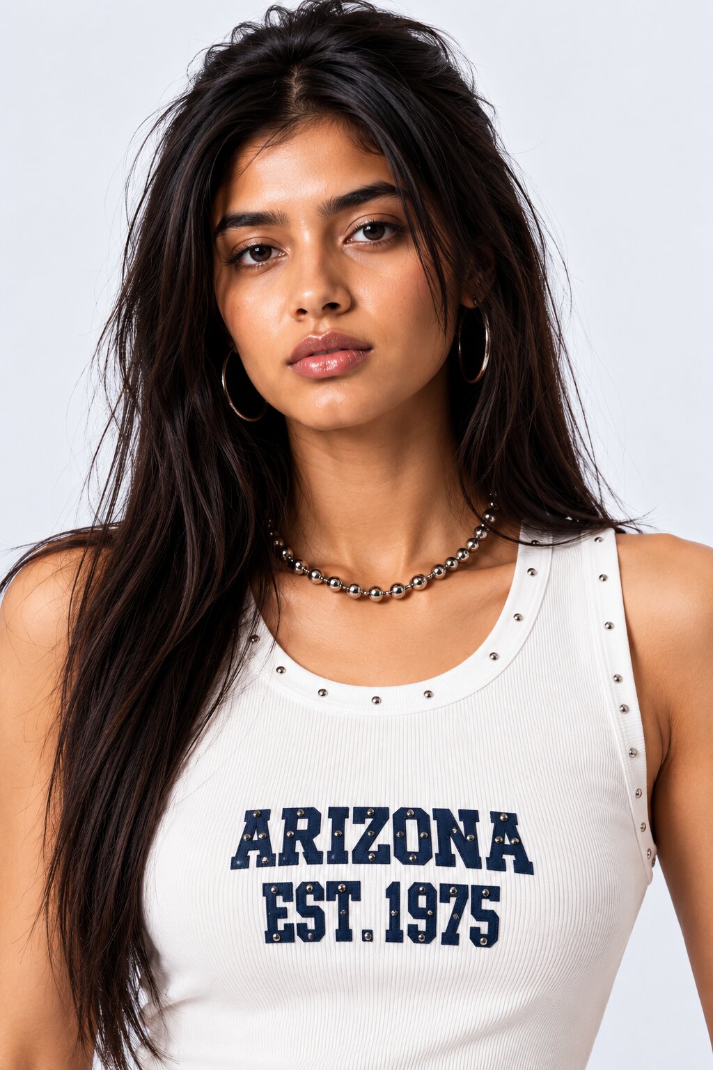 Womens White Arizona Graphic Ribbed Tank Top - Image 8