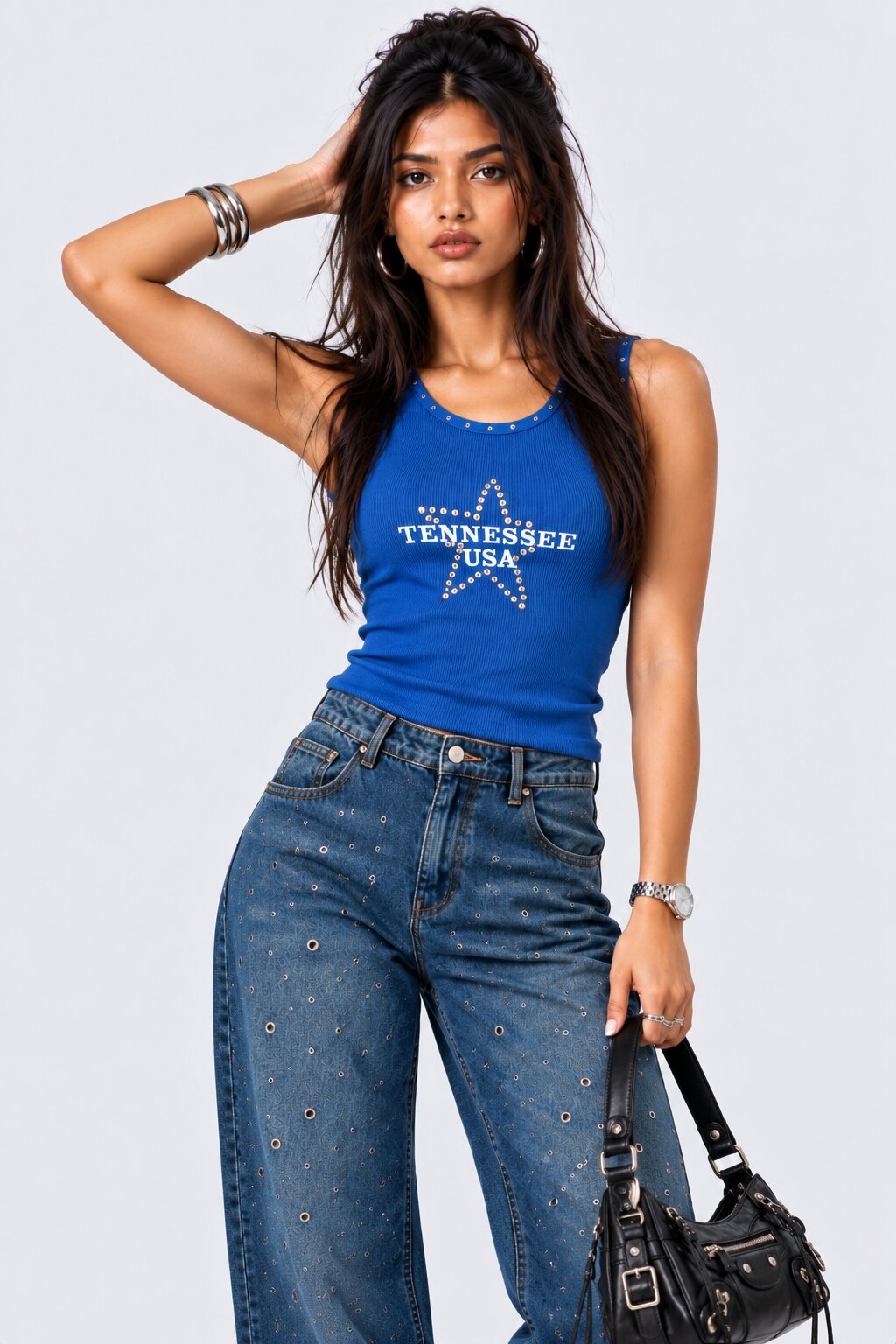 Womens Blue Tennessee Graphic Tank Top - Image 1