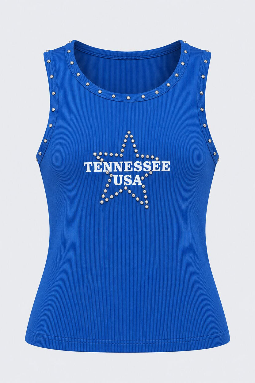 Womens Blue Tennessee Graphic Tank Top - Image 7