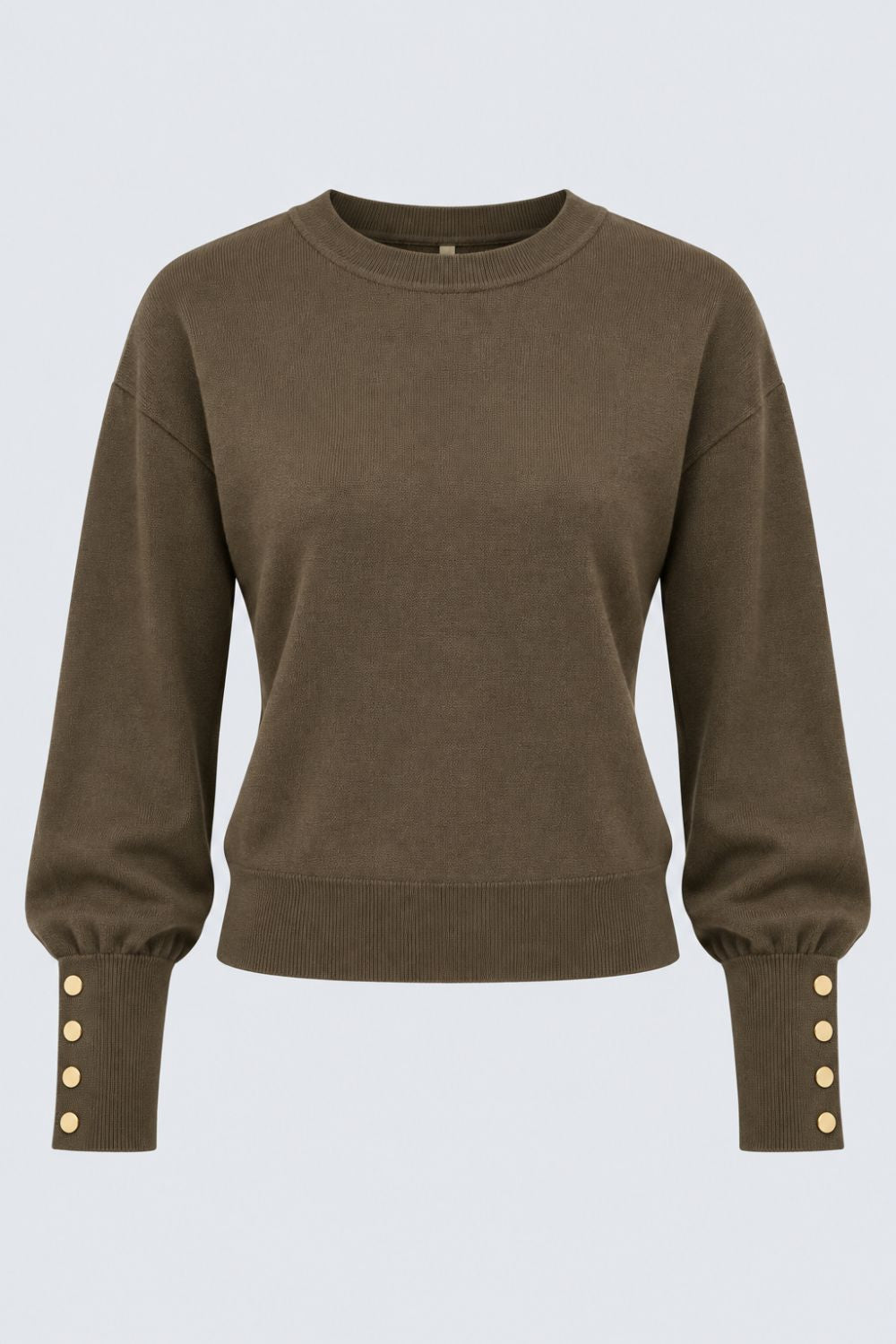 Womens Olive Button Detail Knit Top - Image 7