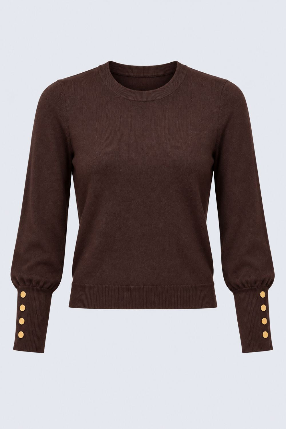 Womens Brown Button Detail Knit Top - Image 7