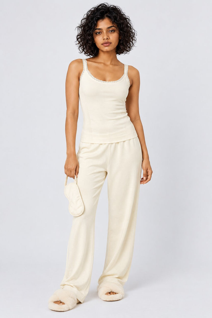 Off White Shoulder Straps Sleeves Regular Fit Camisole - Image 6