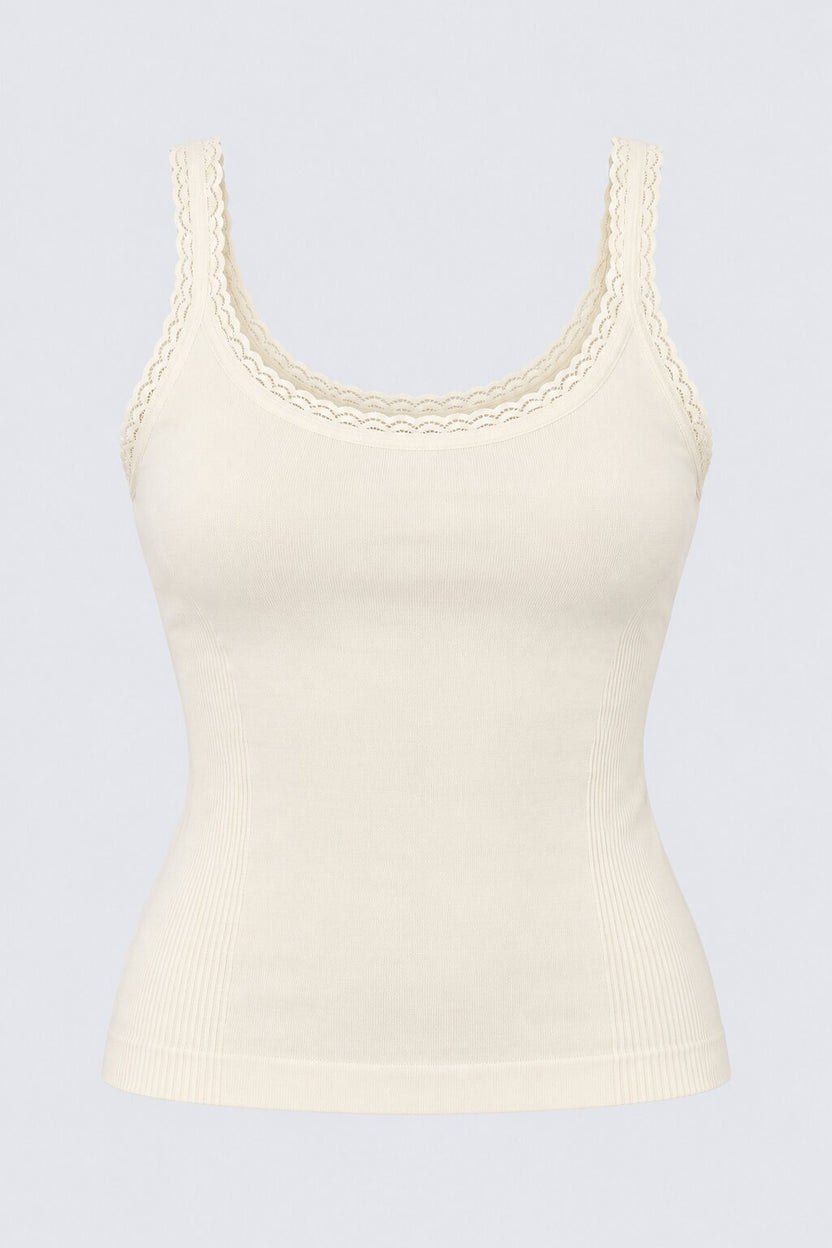 Off White Shoulder Straps Sleeves Regular Fit Camisole - Image 7