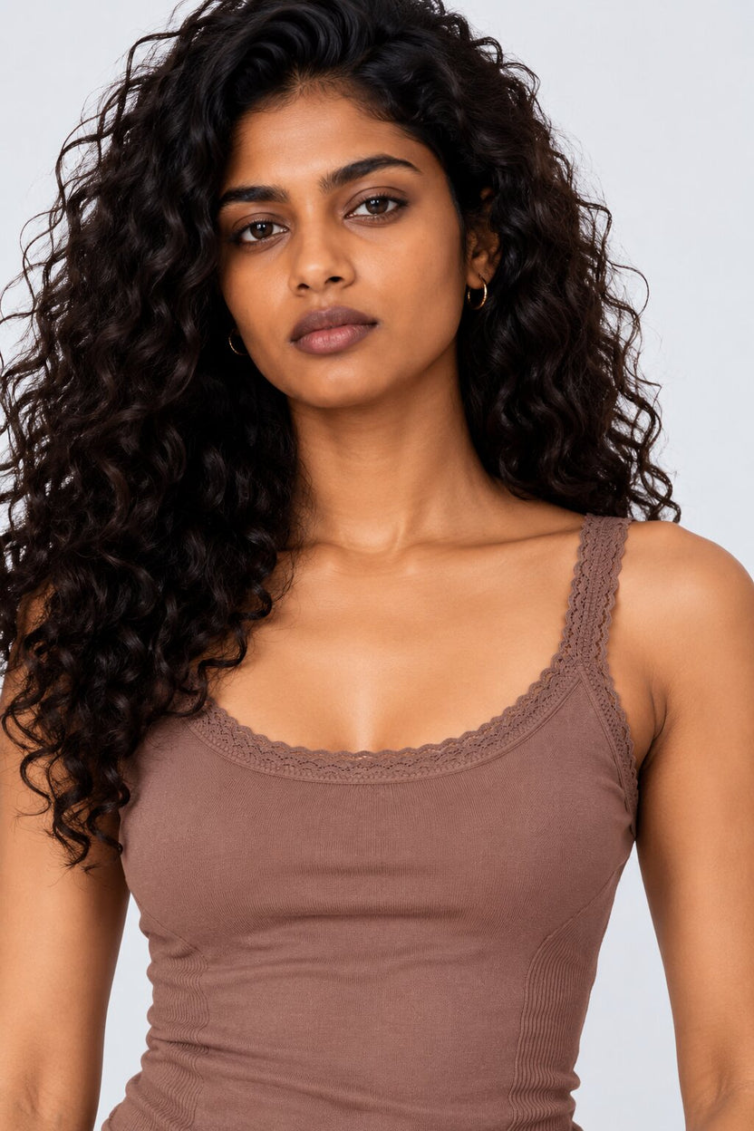 Taupe Shoulder Straps Sleeves Regular Fit Camisole - Image 3