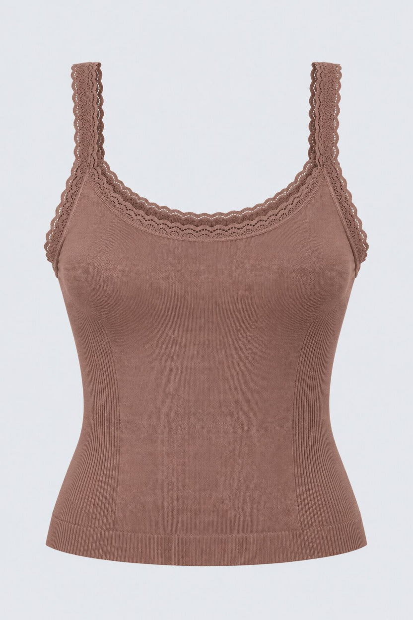 Taupe Shoulder Straps Sleeves Regular Fit Camisole - Image 7