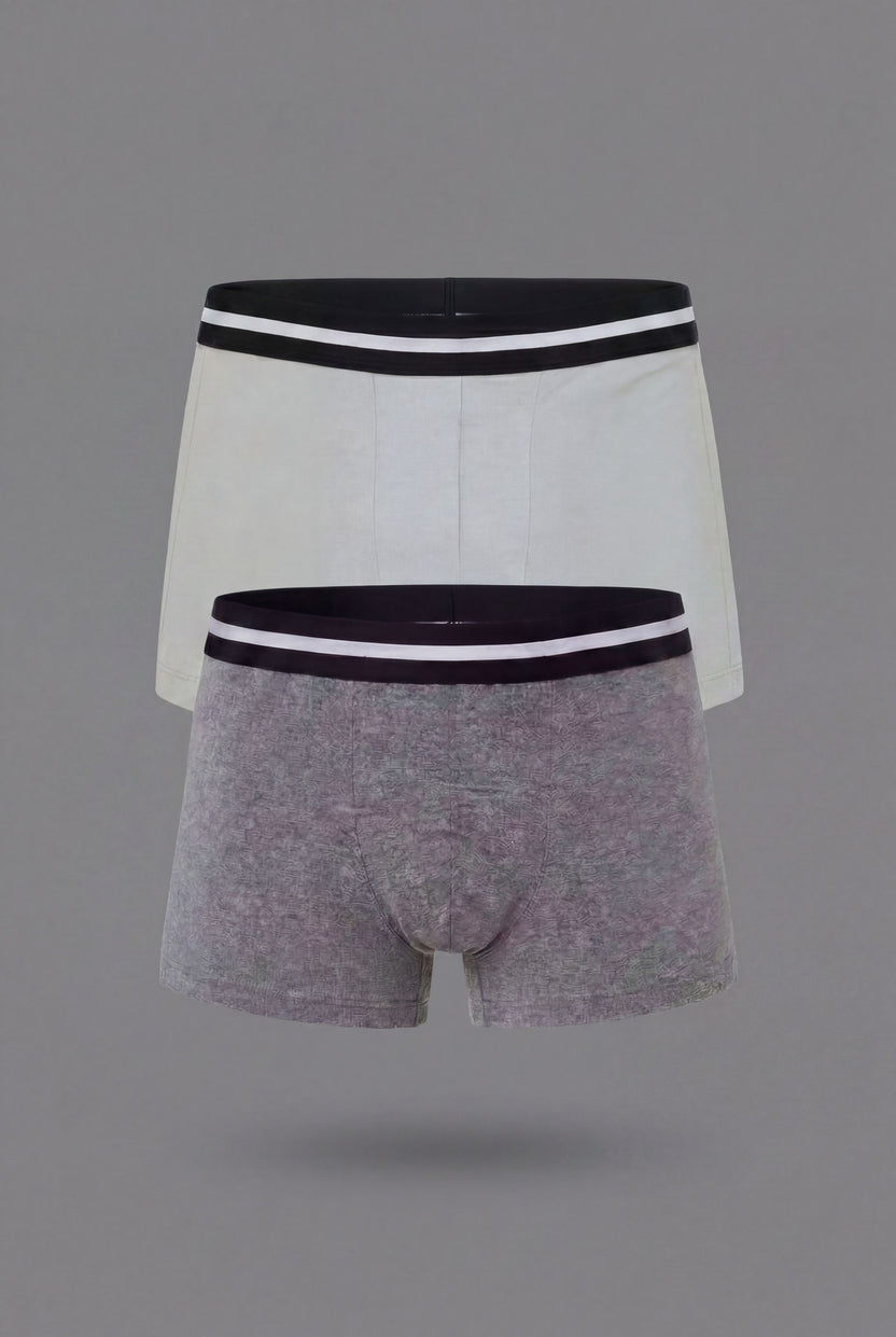Grey Solid Regular Fit Trunks - Pack of 2 for Men - Image 2