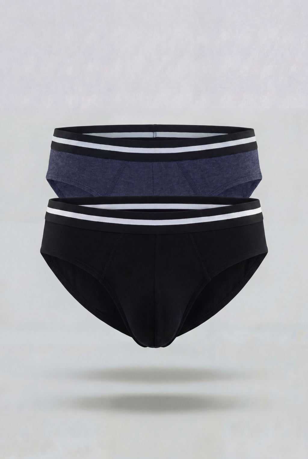 Navy Solid Regular Fit Briefs - Pack of 2 for Men - Image 2