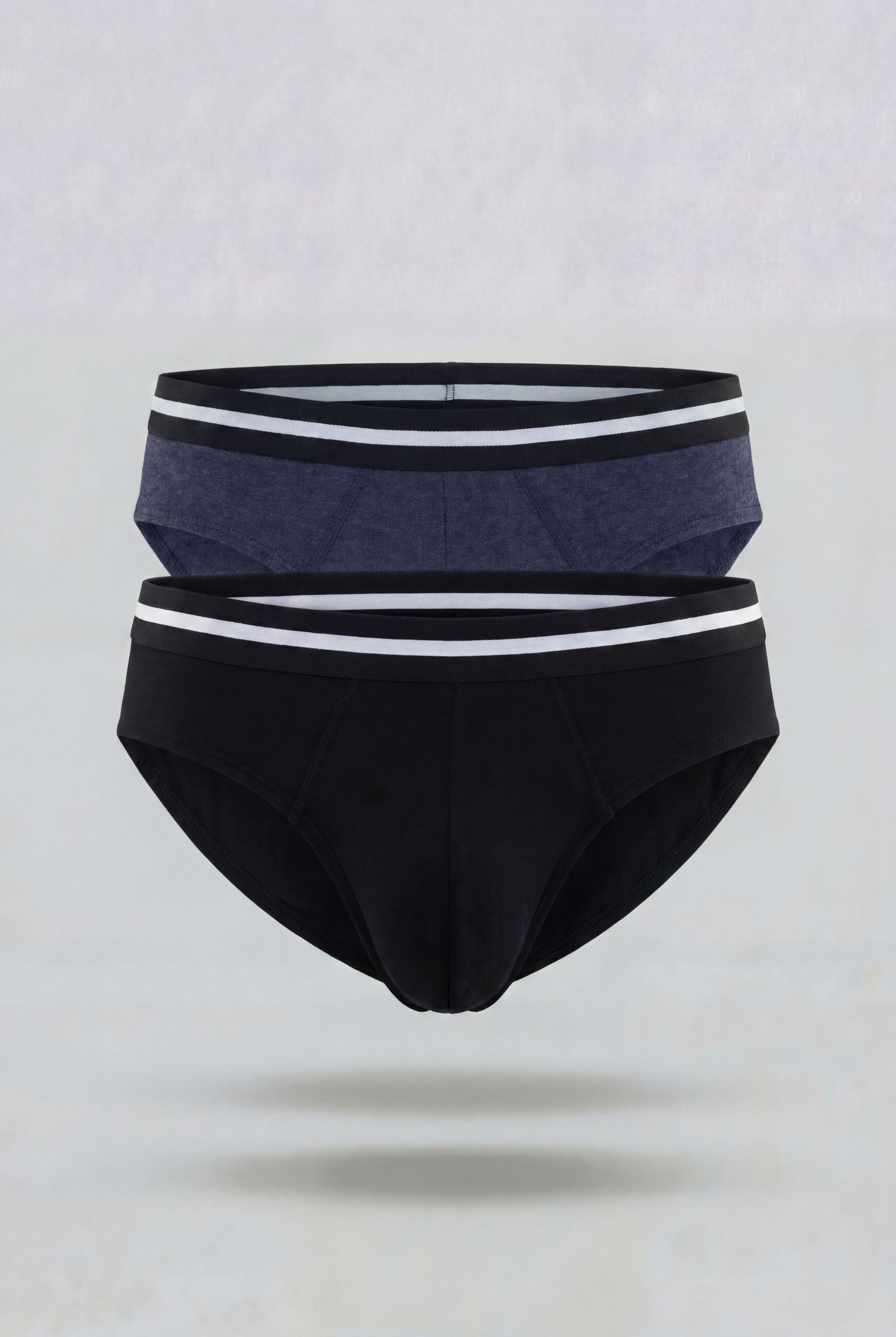 Navy Solid Regular Fit Briefs - Pack of 2 for Men - Image 2