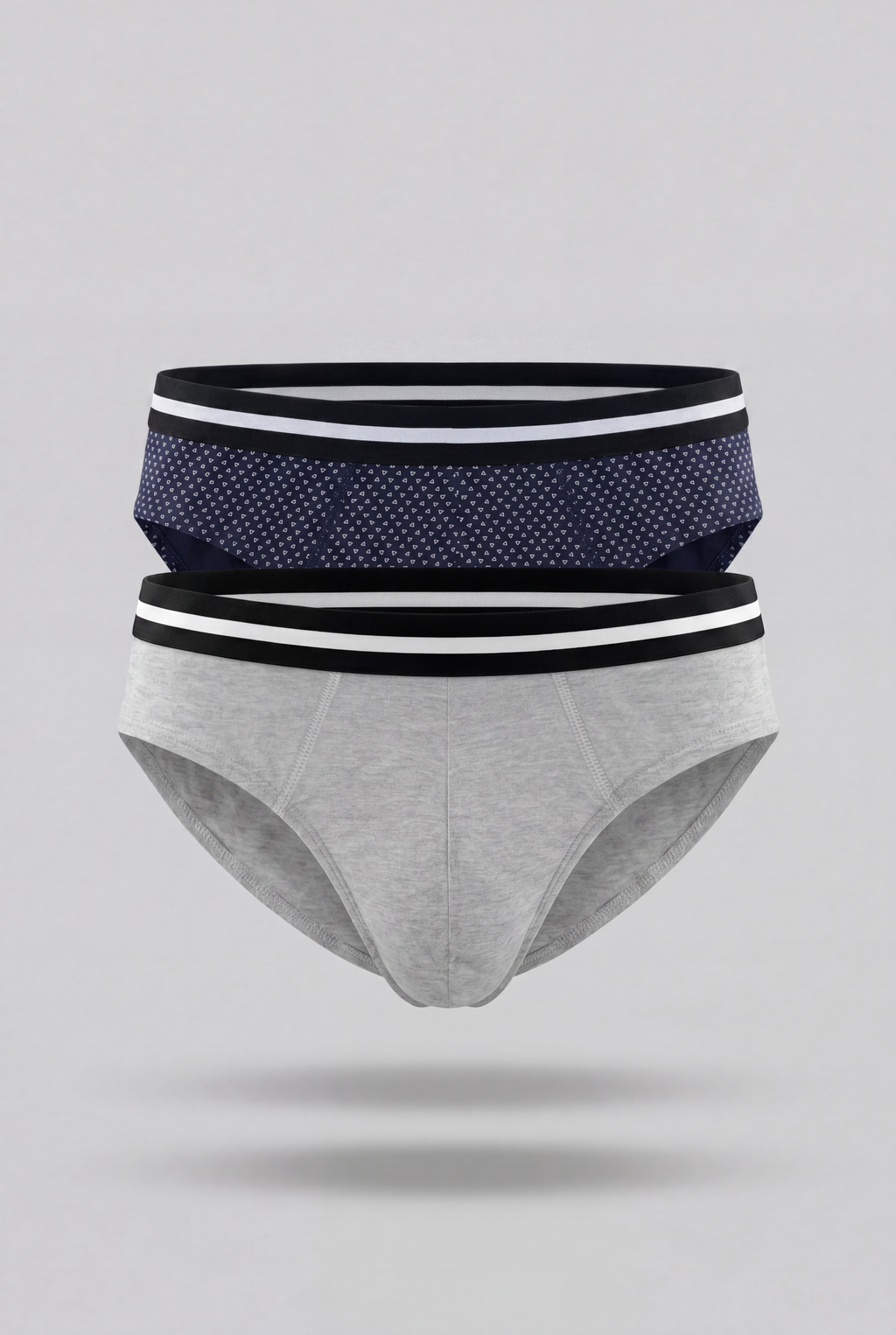 Navy Printed Regular Fit Briefs - Pack of 2 for Men - Image 2
