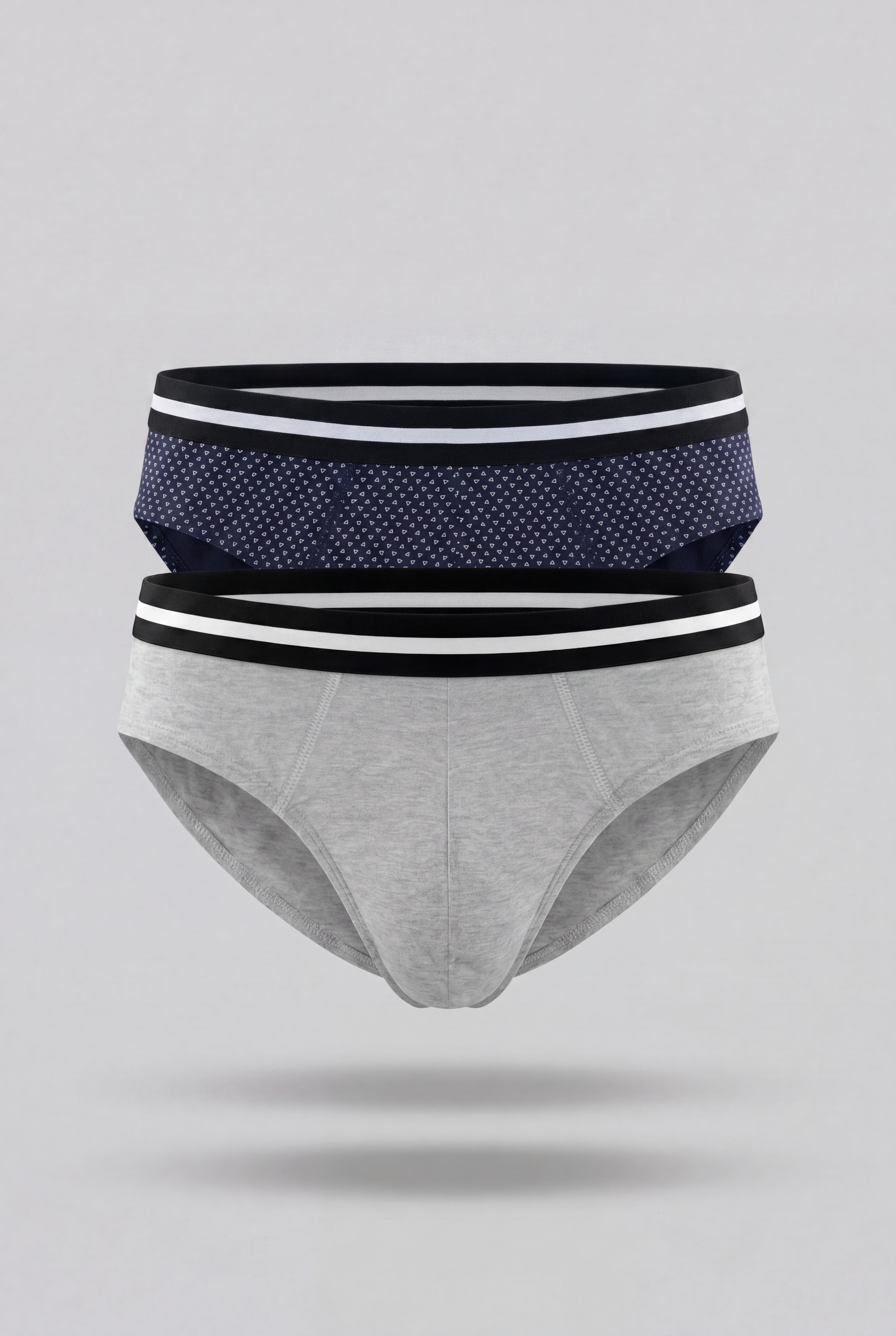 Navy Printed Regular Fit Briefs - Pack of 2 for Men - Image 2