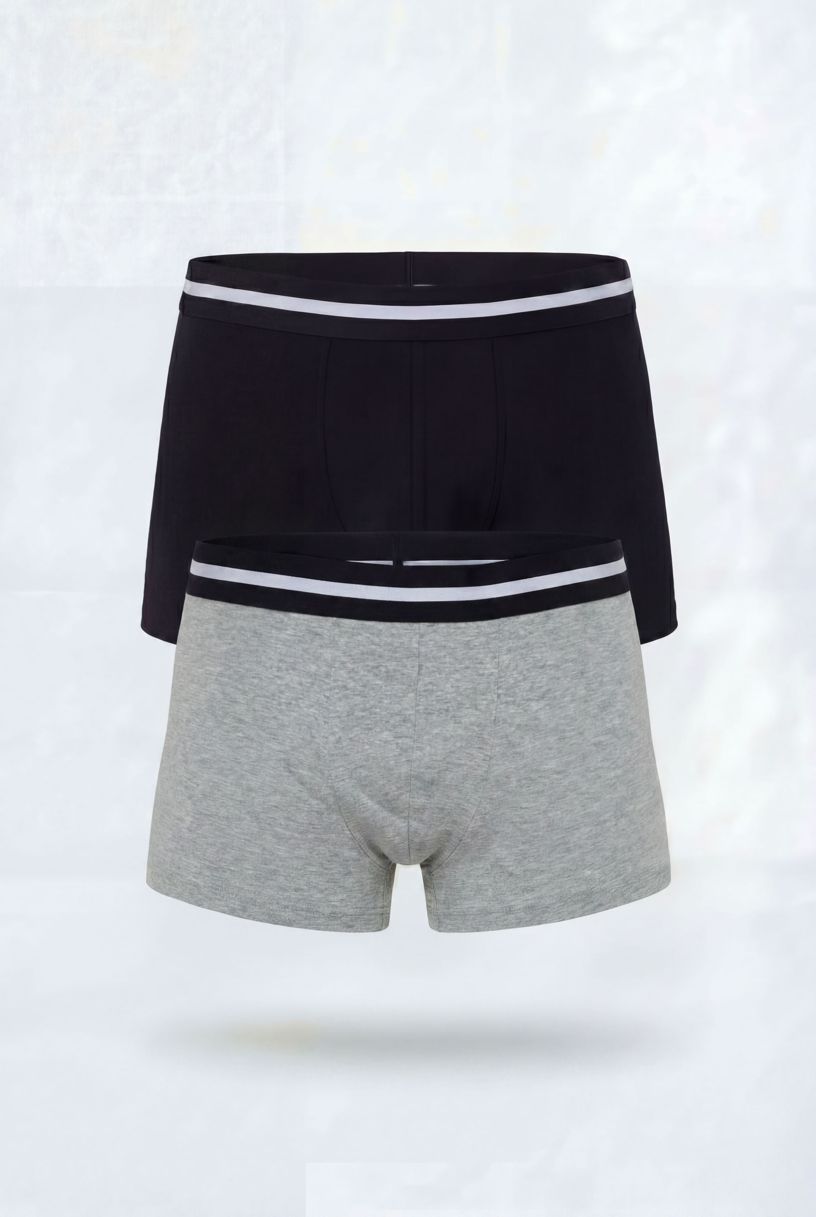 Light Grey Solid Regular Fit Trunks - Pack of 2 for Men - Image 2