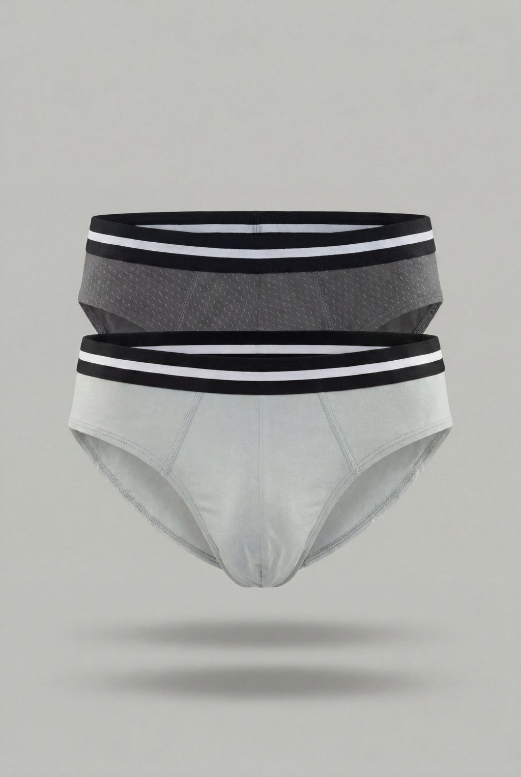 Grey Printed Regular Fit Briefs - Pack of 2 for Men - Image 2