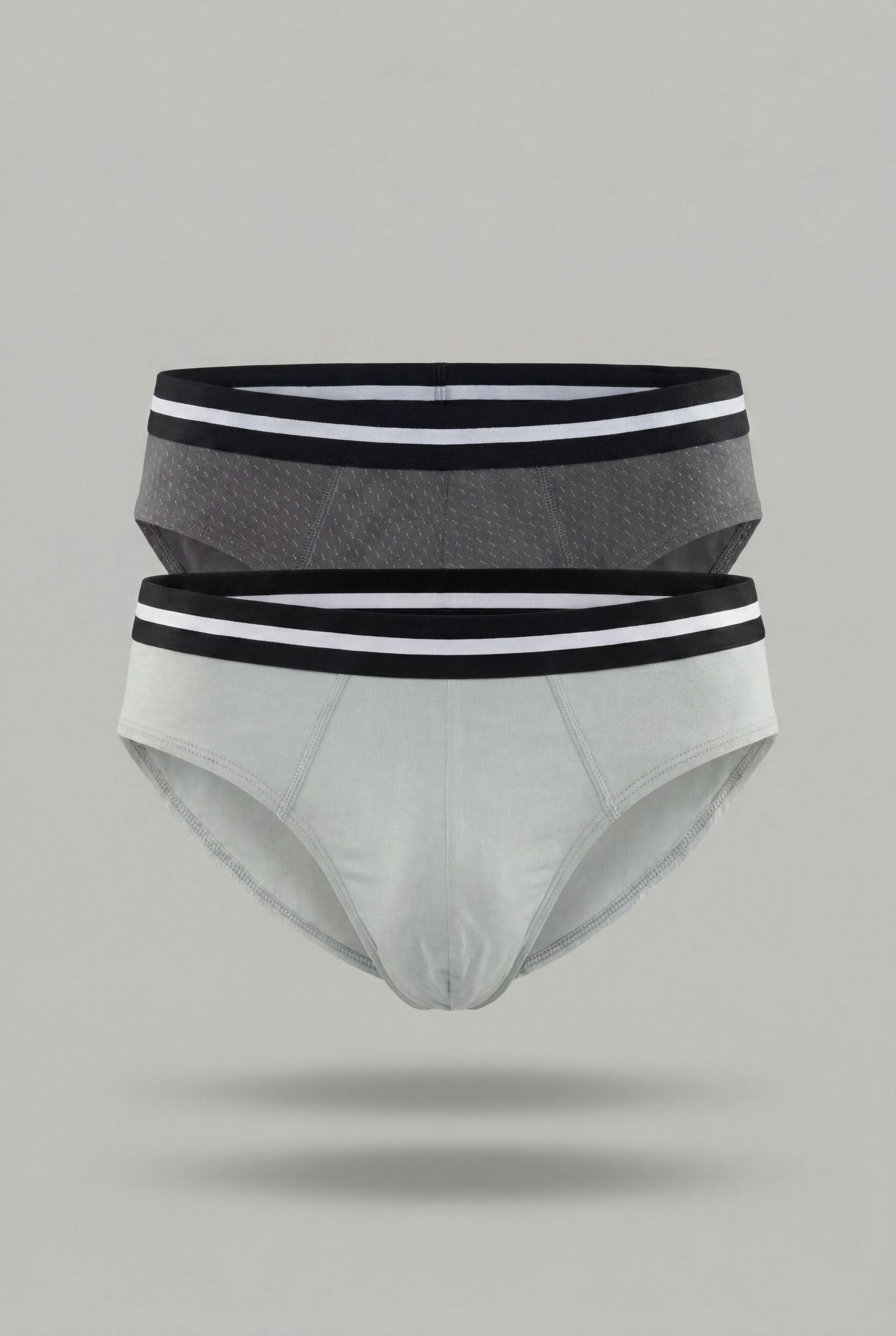 Grey Printed Regular Fit Briefs - Pack of 2 for Men - Image 2