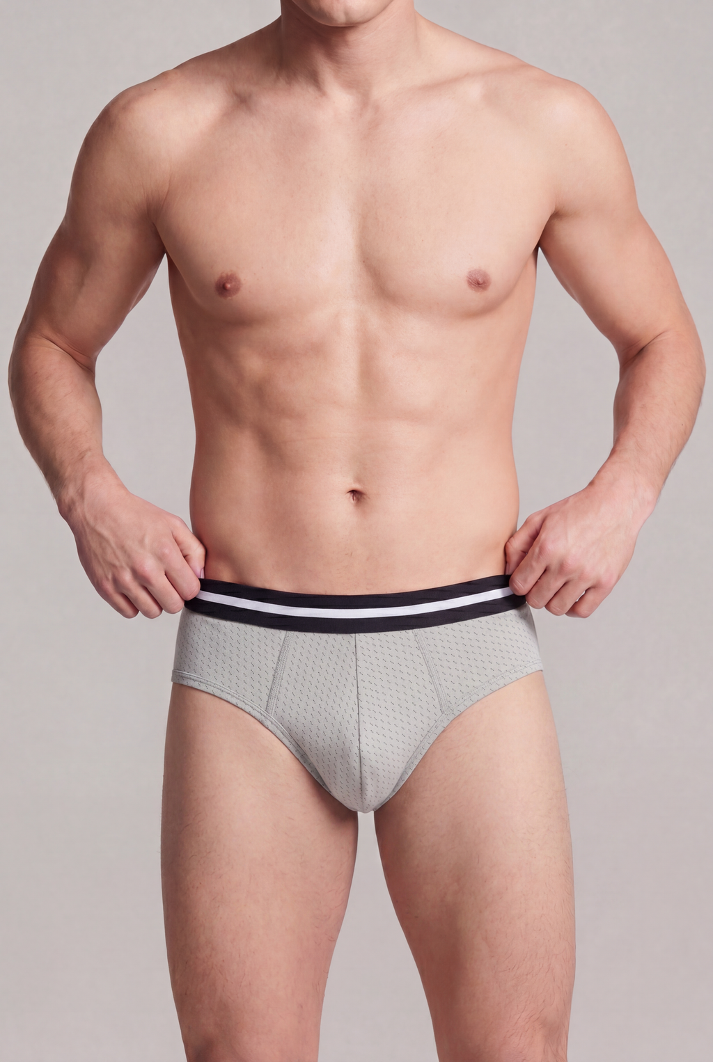 Light Grey Printed Regular Fit Briefs - Pack of 2 for Men - Image 3