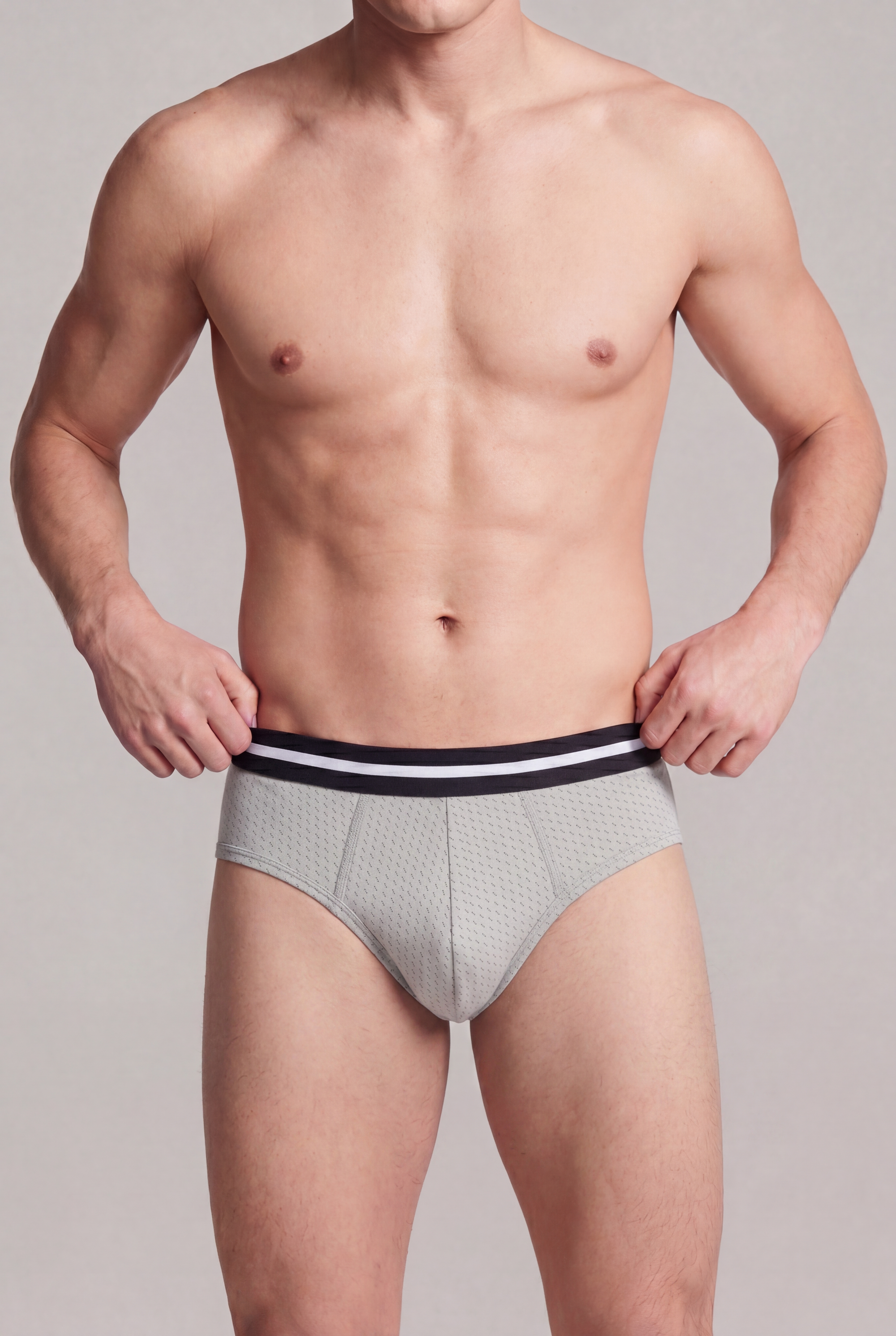 Light Grey Printed Regular Fit Briefs - Pack of 2 for Men - Image 3