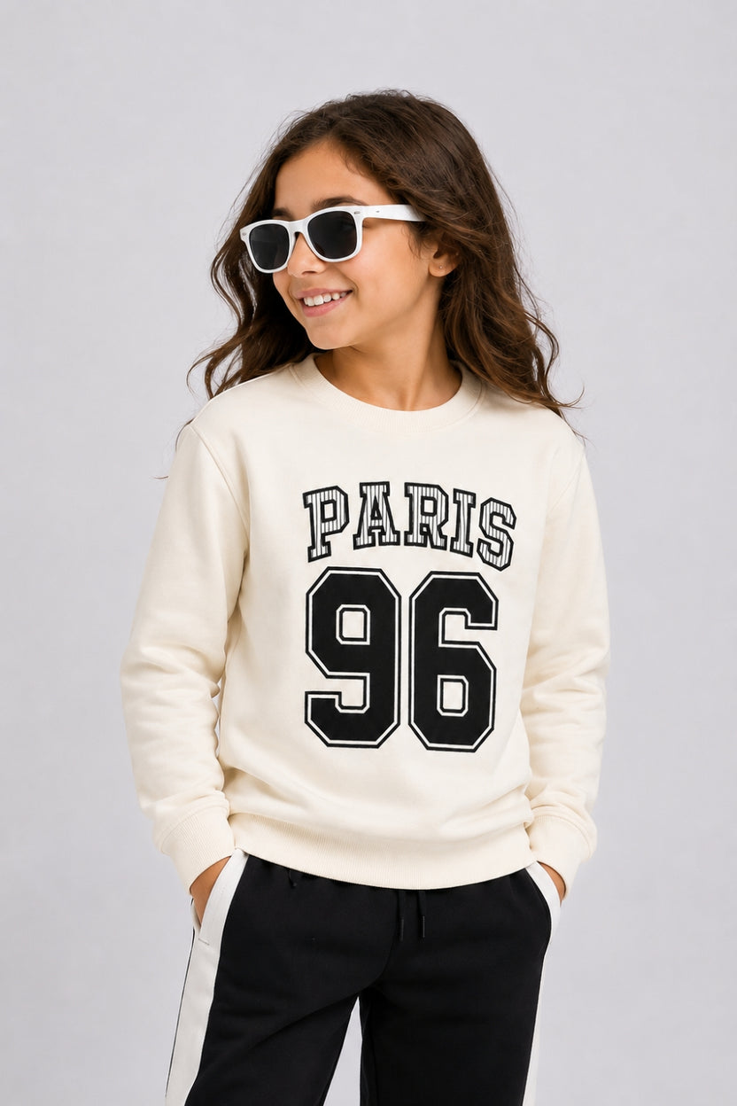 Tweens Girls Off White Paris 96 Graphic Sweatshirt - Image 1