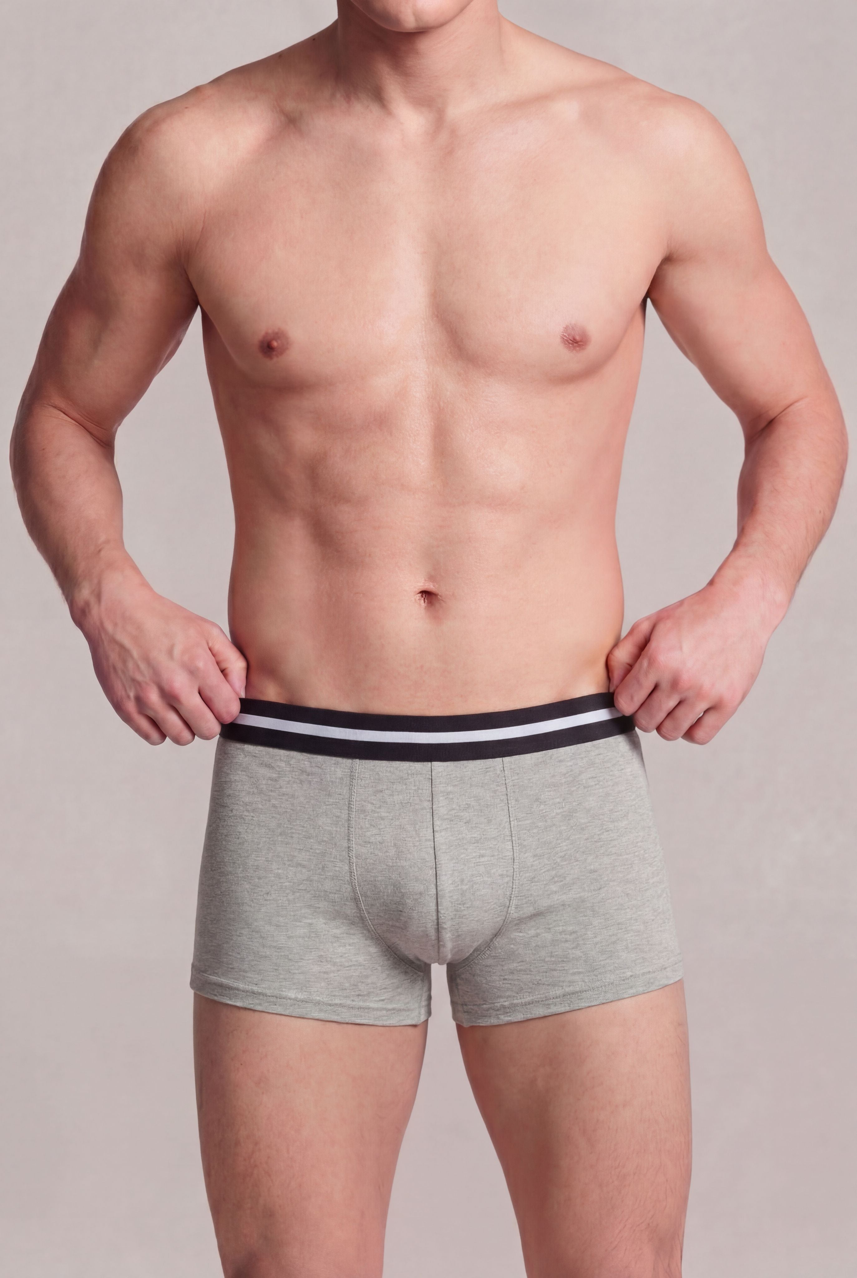 Light Grey Solid Regular Fit Trunks - Pack of 2 for Men - Image 3