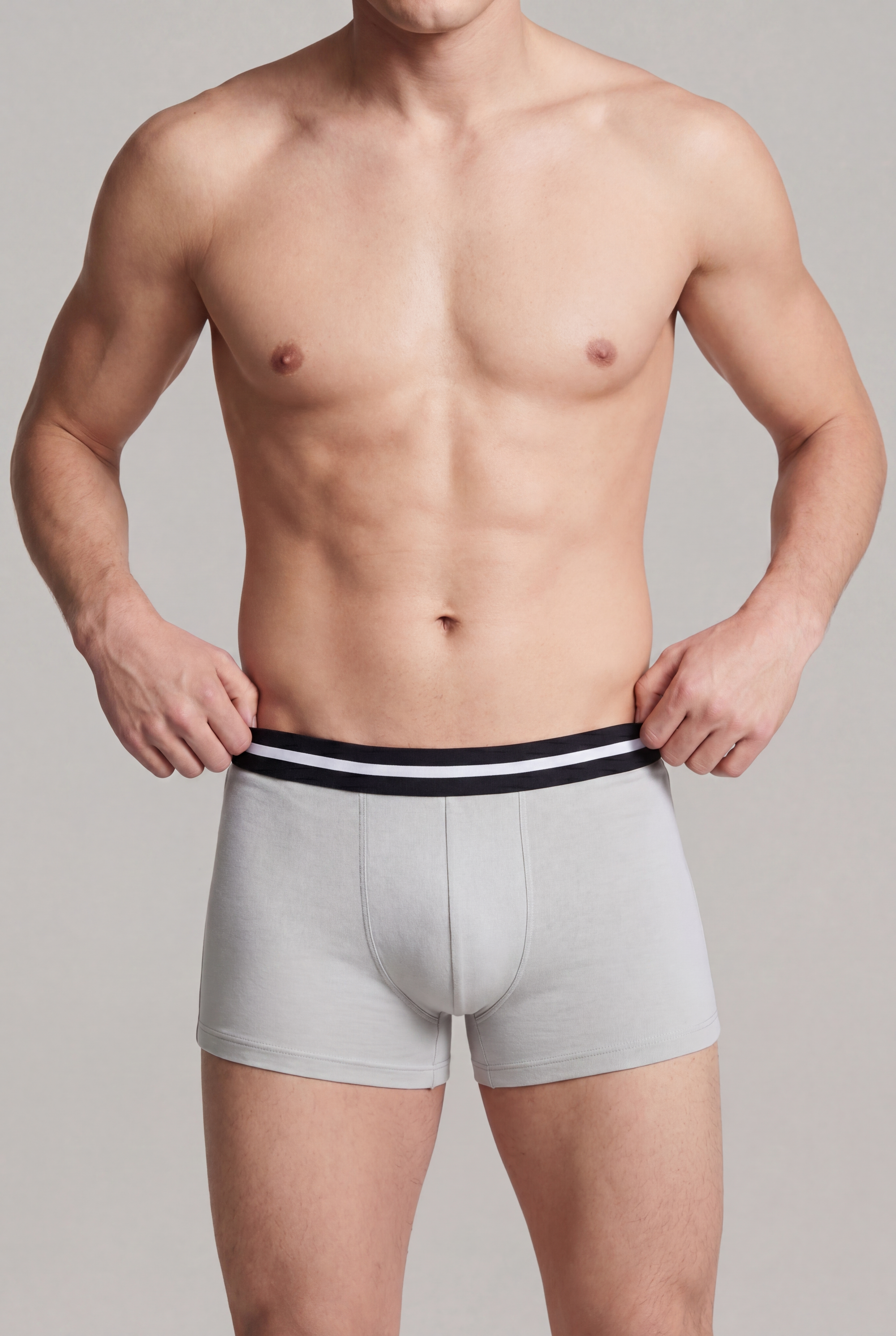 Grey Solid Regular Fit Trunks - Pack of 2 for Men - Image 3