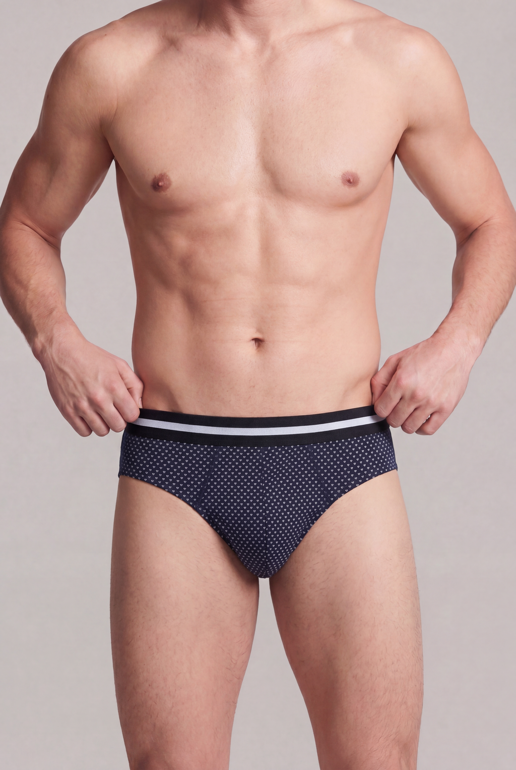 Navy Printed Regular Fit Briefs - Pack of 2 for Men - Image 5