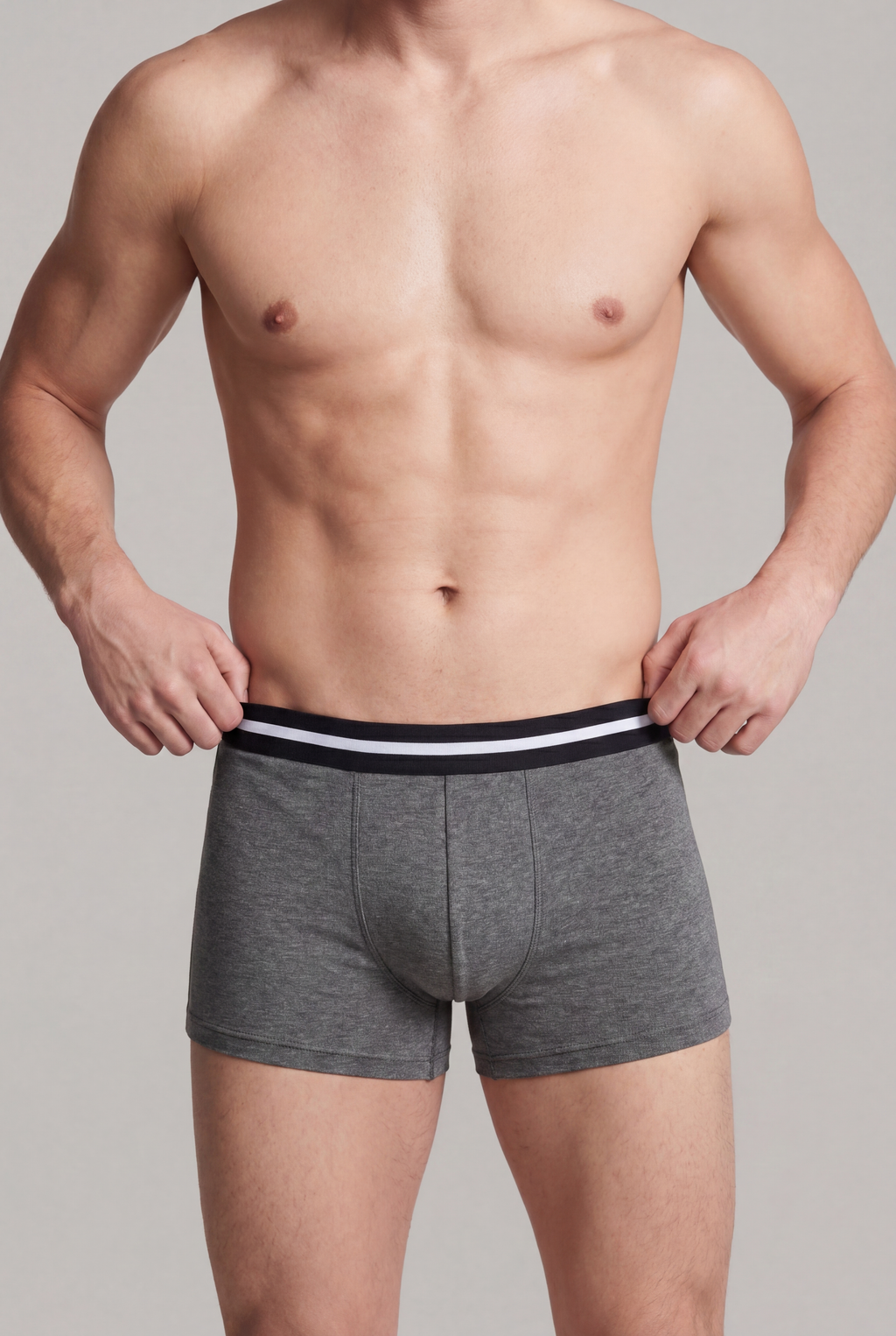 Grey Solid Regular Fit Trunks - Pack of 2 for Men - Image 4