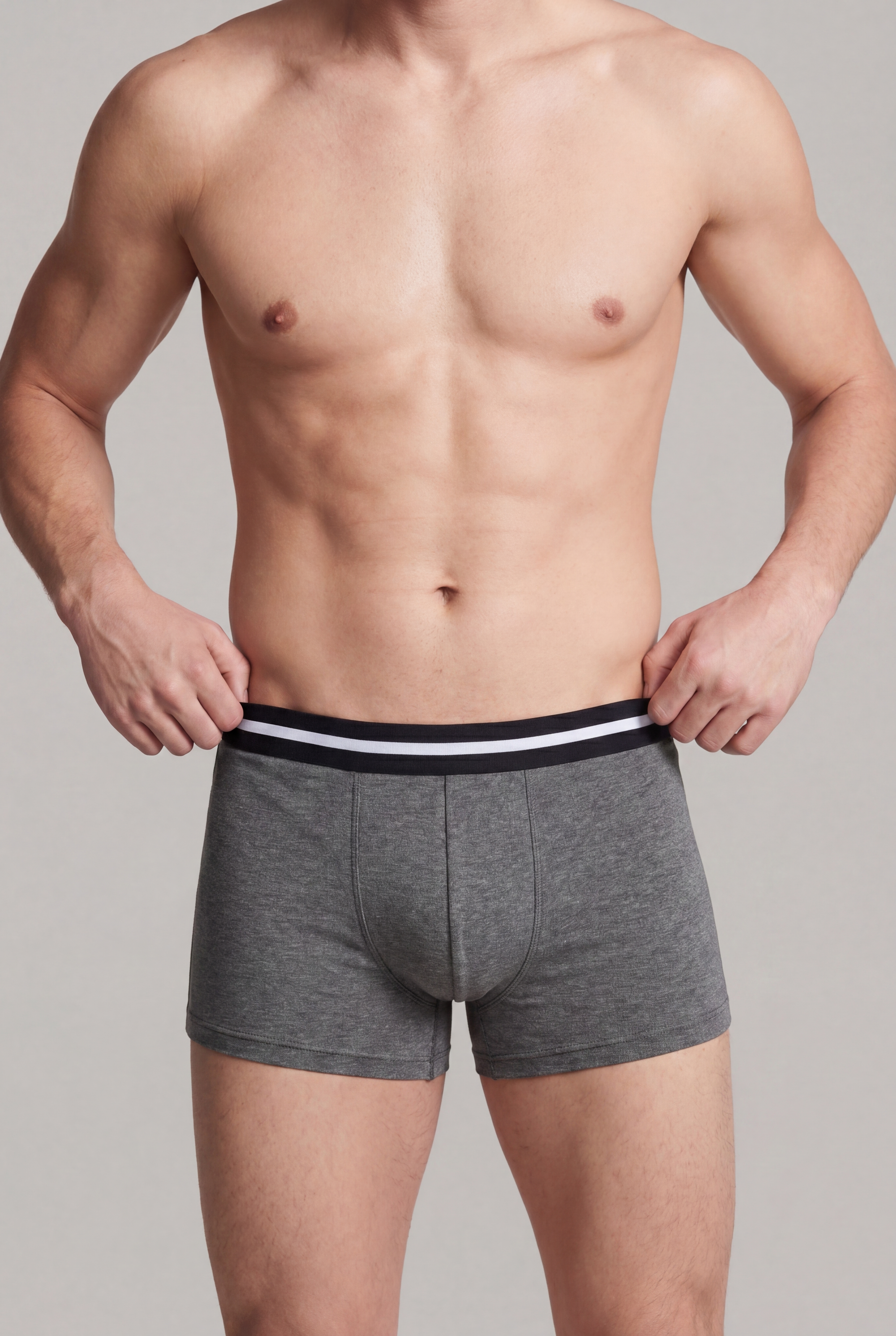 Grey Solid Regular Fit Trunks - Pack of 2 for Men - Image 4