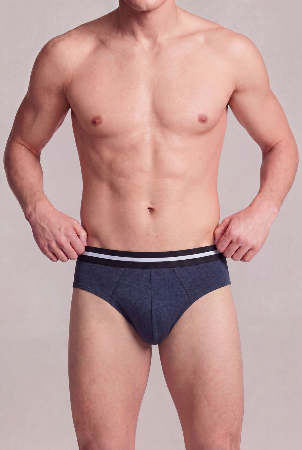 Navy Solid Regular Fit Briefs - Pack of 2 for Men - Image 4