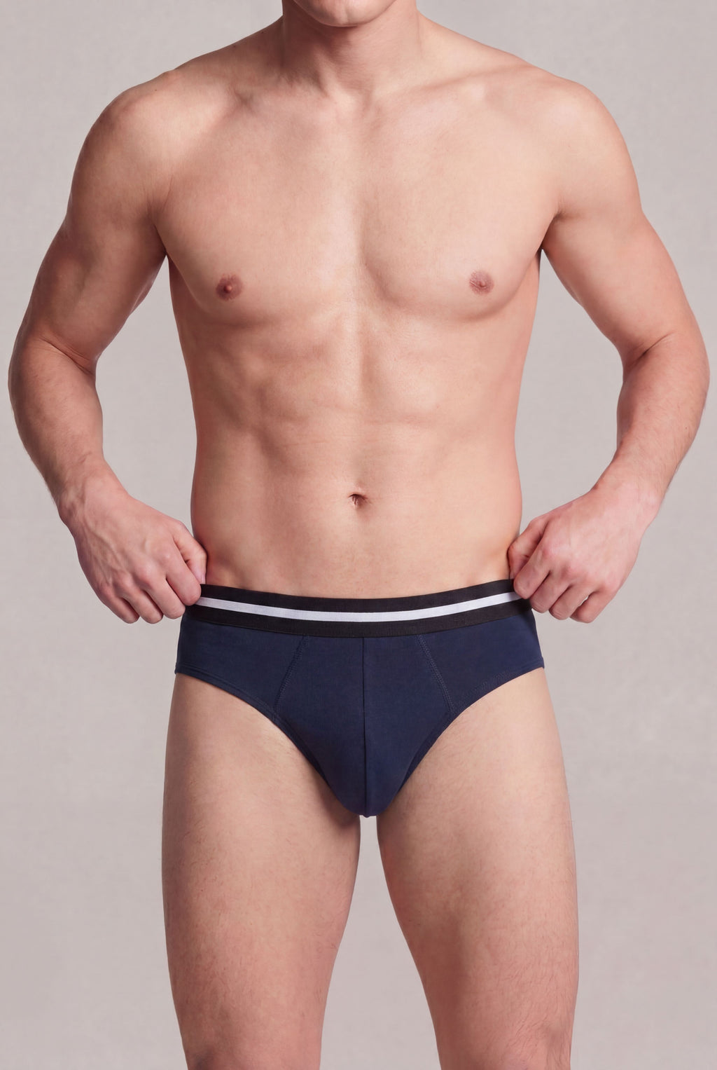 Grey Striped Regular Fit Briefs - Pack of 2 for Men - Image 4