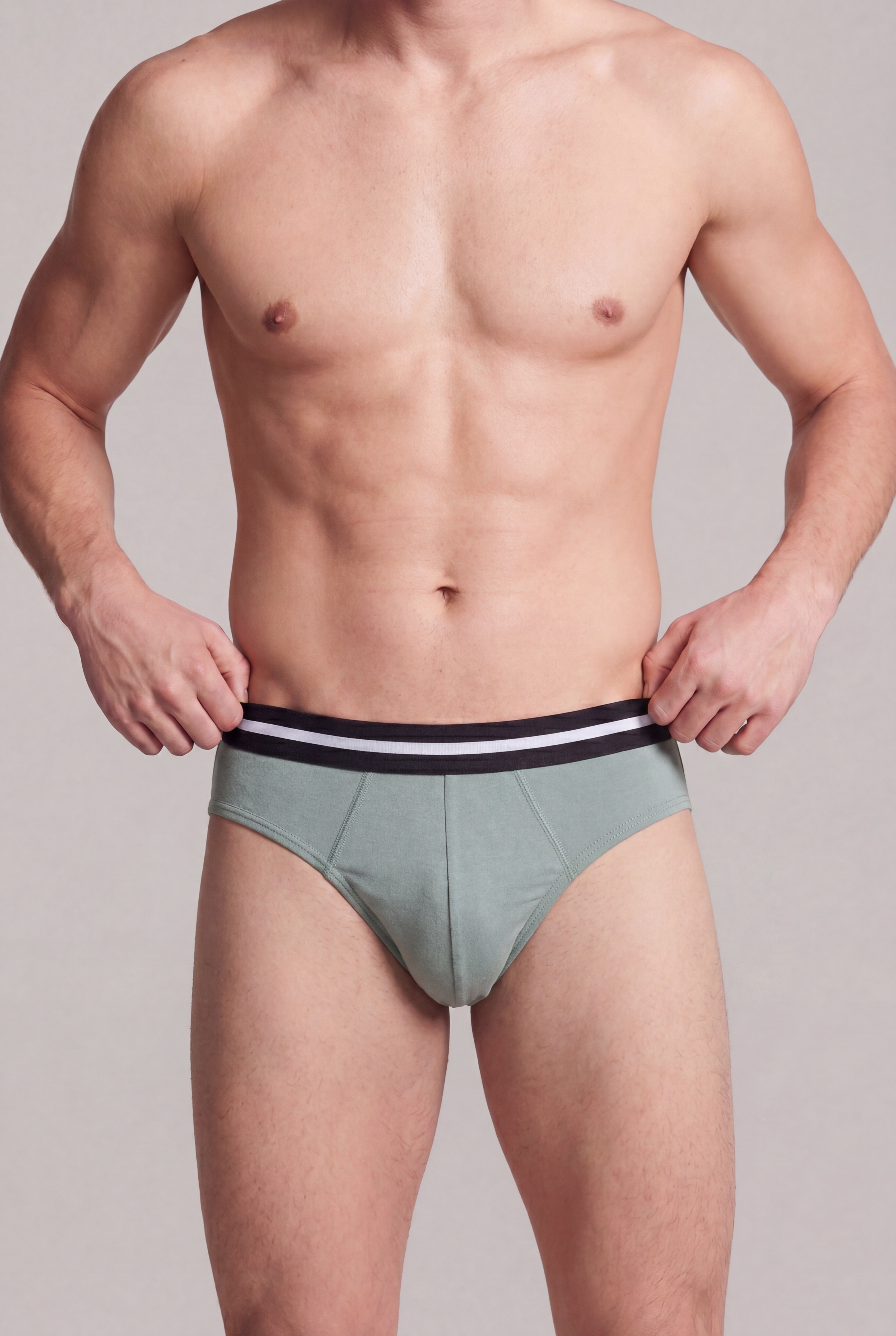 Light Grey Striped Regular Fit Briefs - Pack of 2 for Men - Image 4
