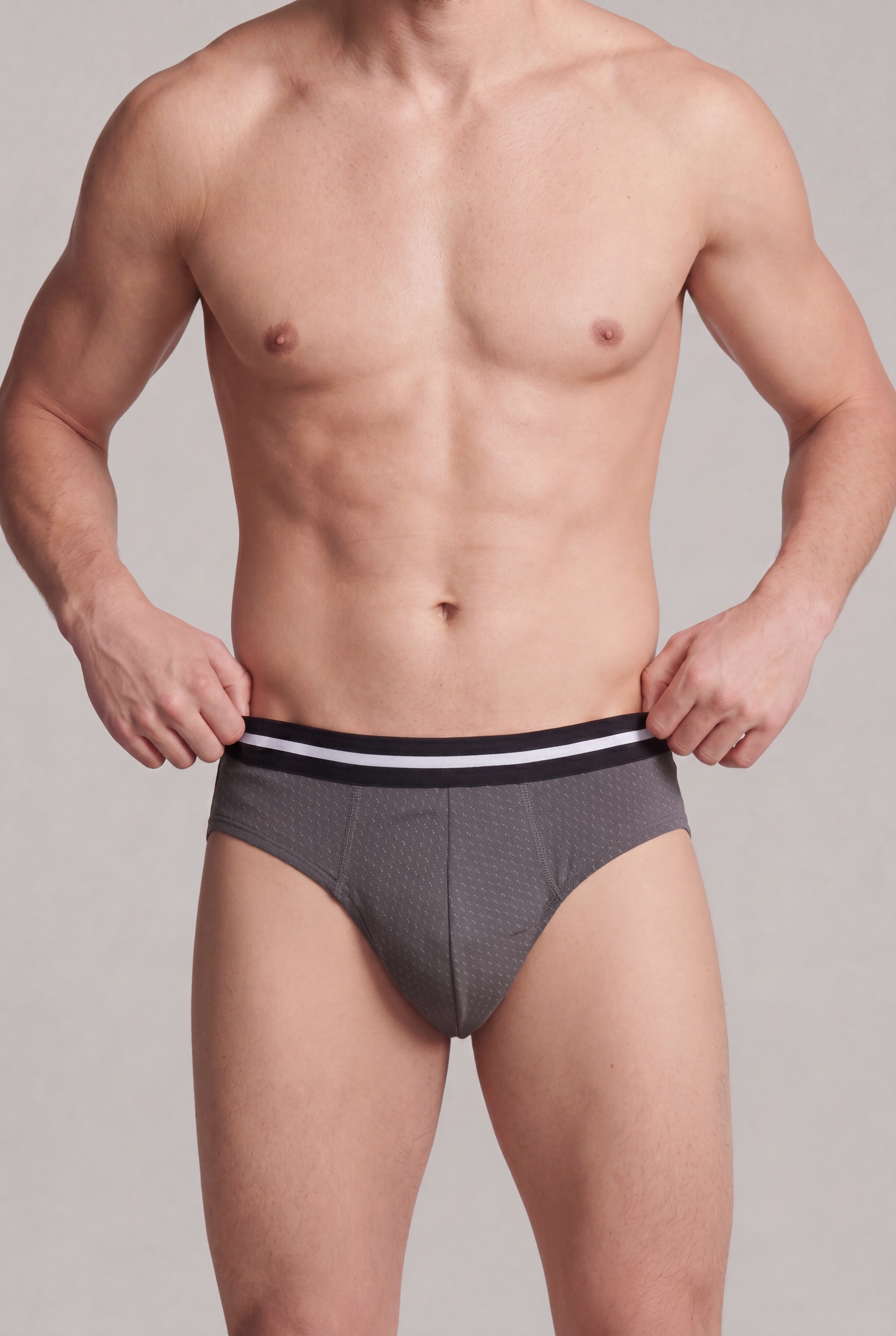 Grey Printed Regular Fit Briefs - Pack of 2 for Men - Image 3