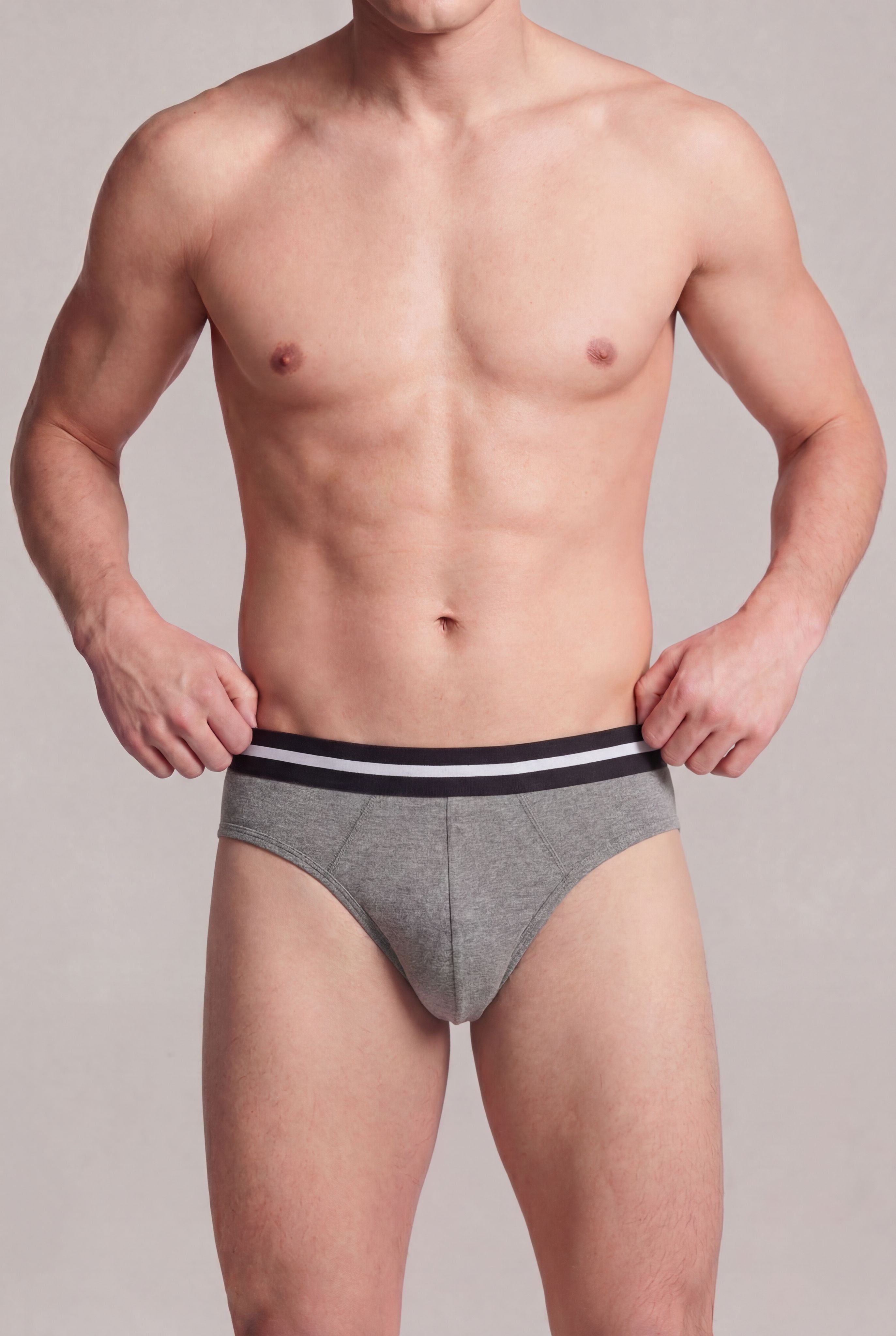 Light Grey Printed Regular Fit Briefs - Pack of 2 for Men - Image 4