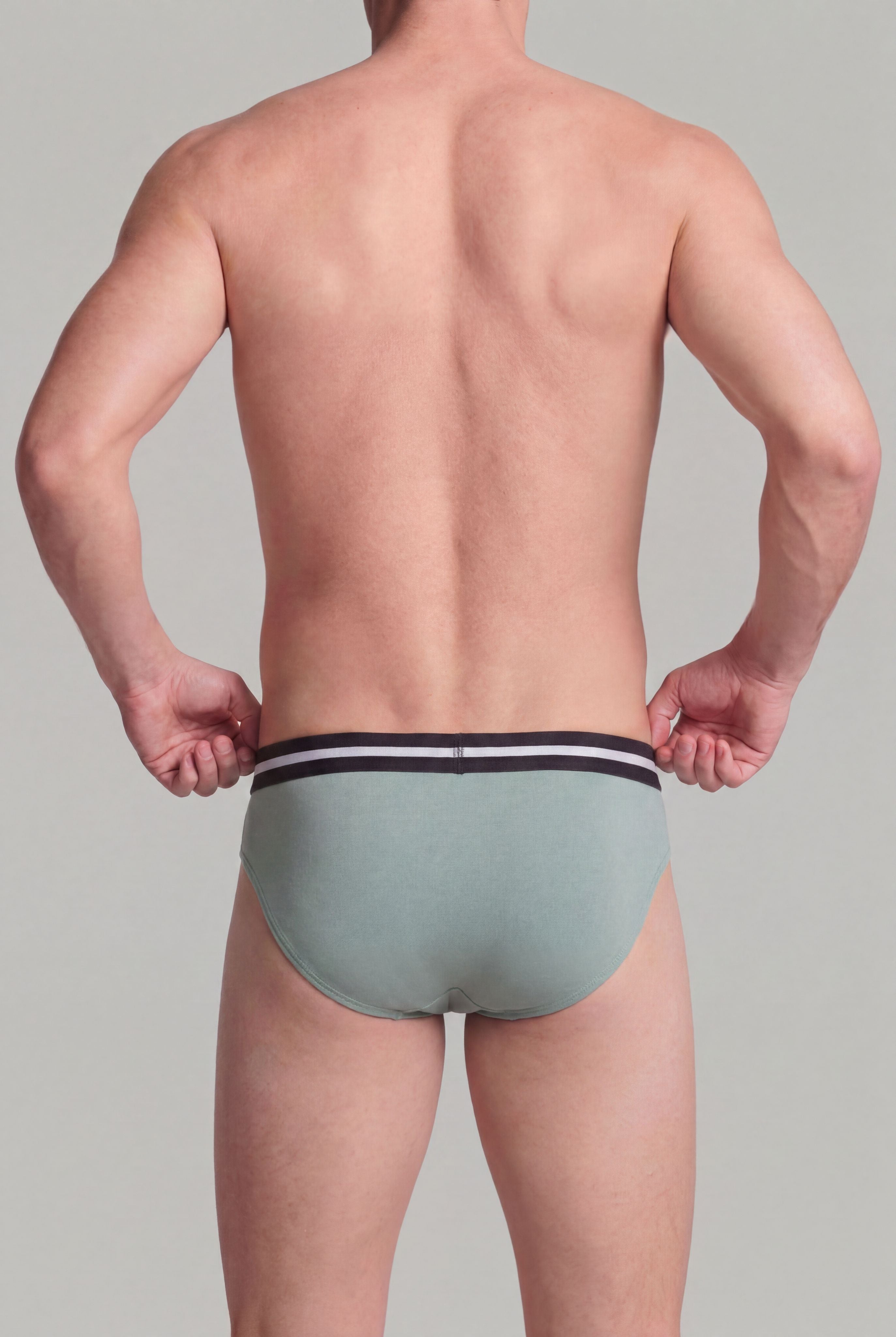 Light Grey Striped Regular Fit Briefs - Pack of 2 for Men - Image 5