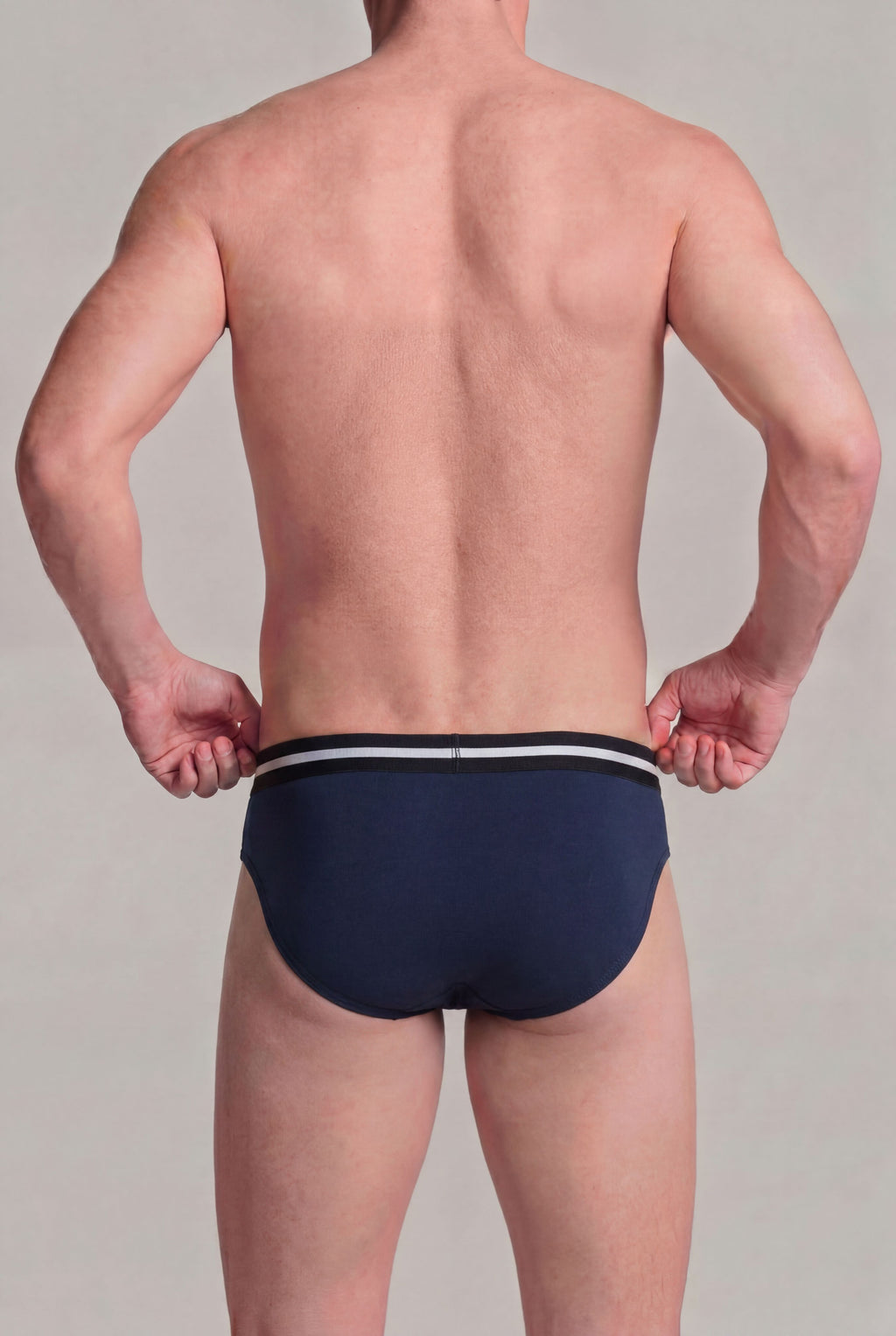 Grey Striped Regular Fit Briefs - Pack of 2 for Men - Image 5