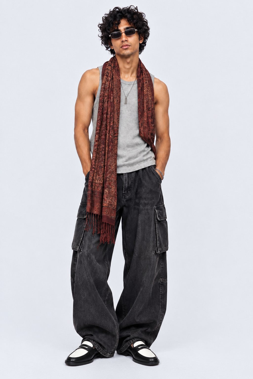Mens Grey Ribbed Solid T-Shirt - Image 6