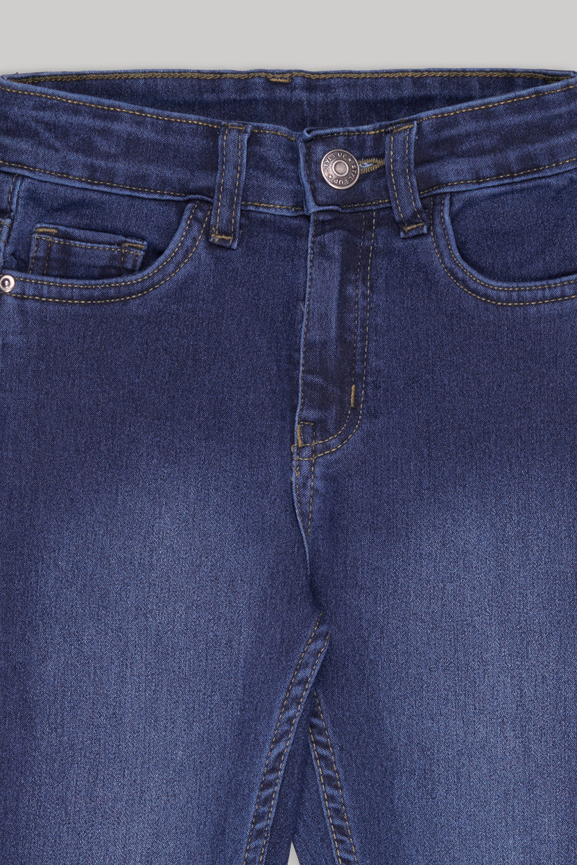 Medium Blue Solid Regular Fit Jeans for Boys - Image 3