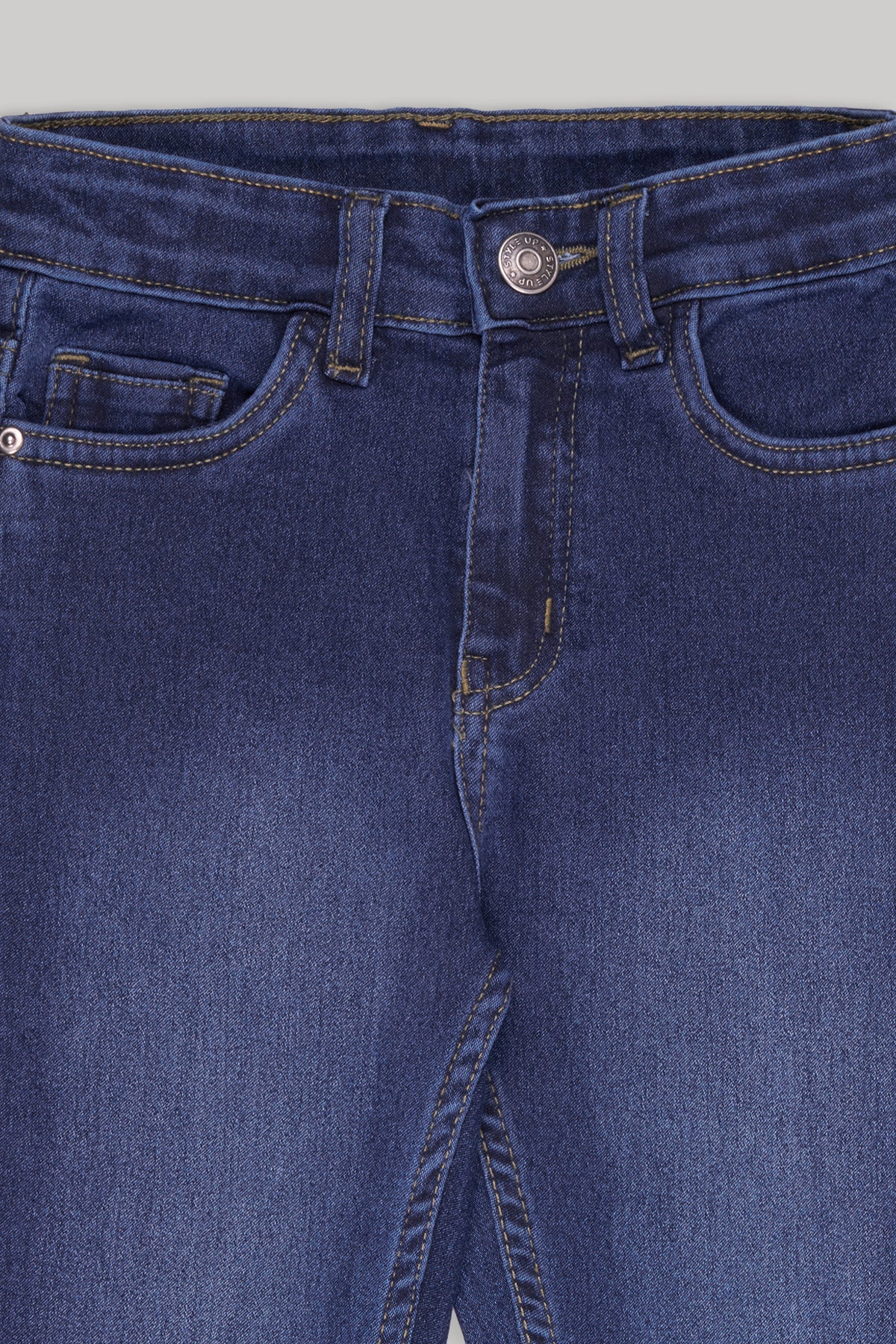 Medium Blue Solid Regular Fit Jeans for Boys - Image 3