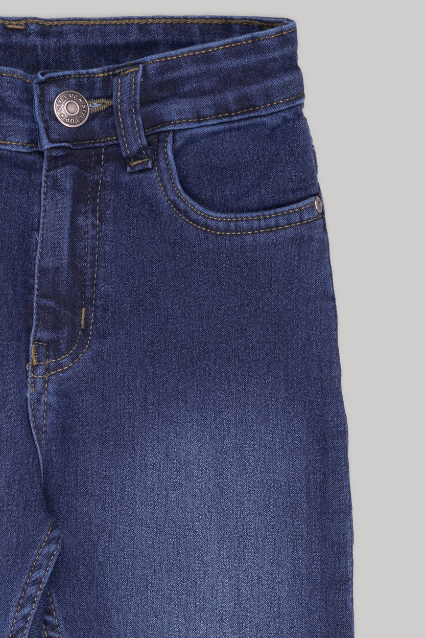 Medium Blue Solid Regular Fit Jeans for Boys - Image 4