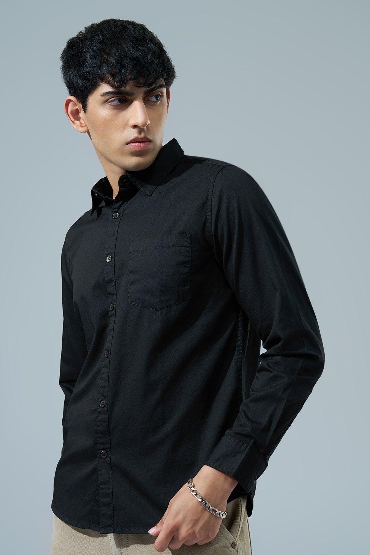 Black Regular Fit Casual Shirt for Men - Image 4